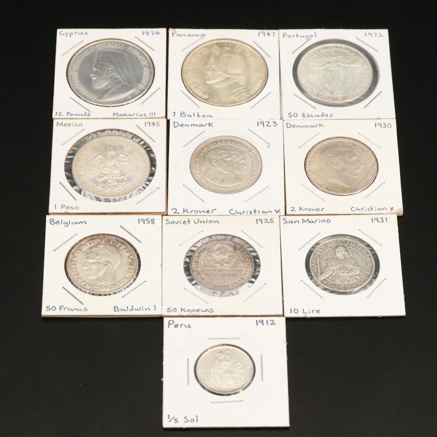 Group of Ten Foreign Silver Coins