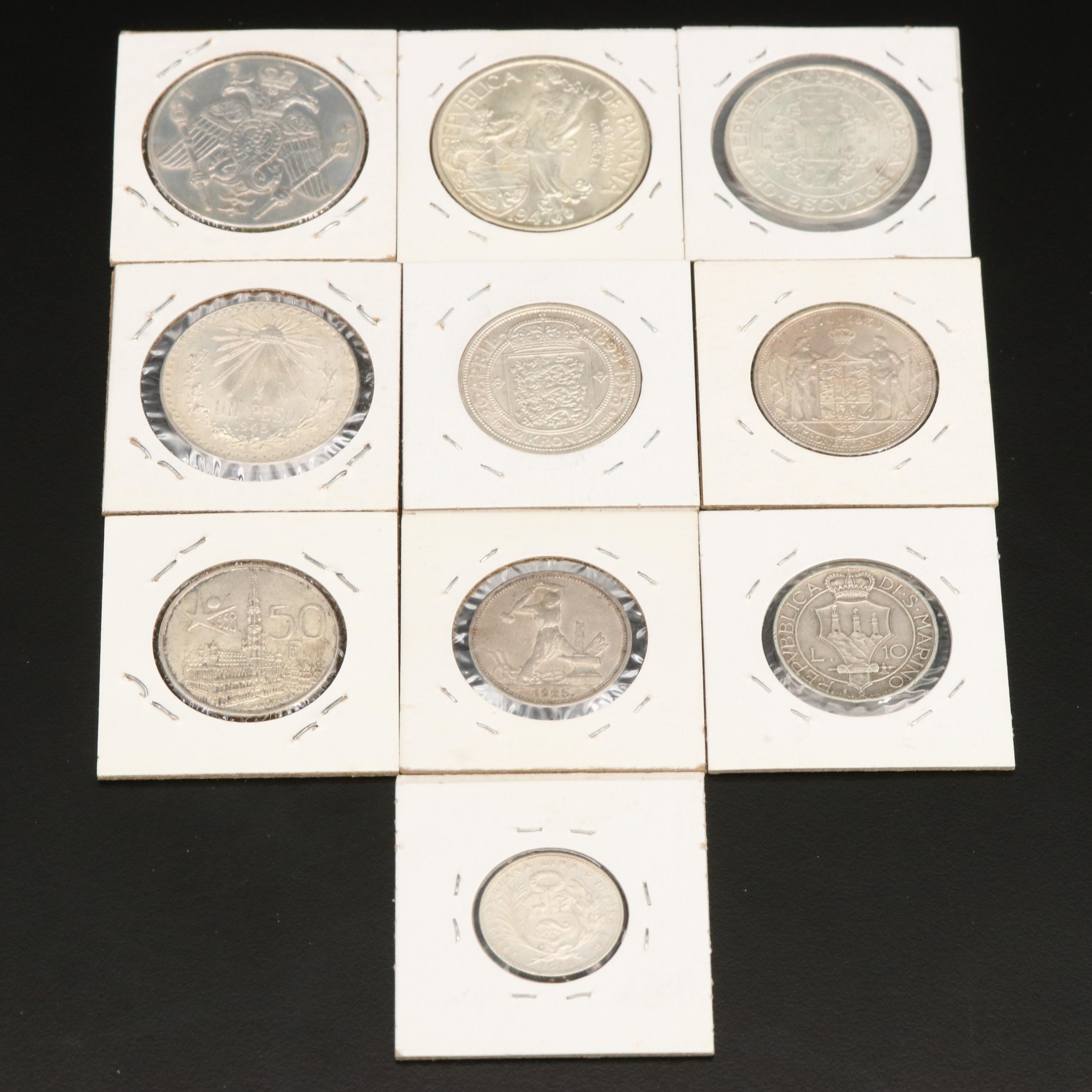 Group of Ten Foreign Silver Coins