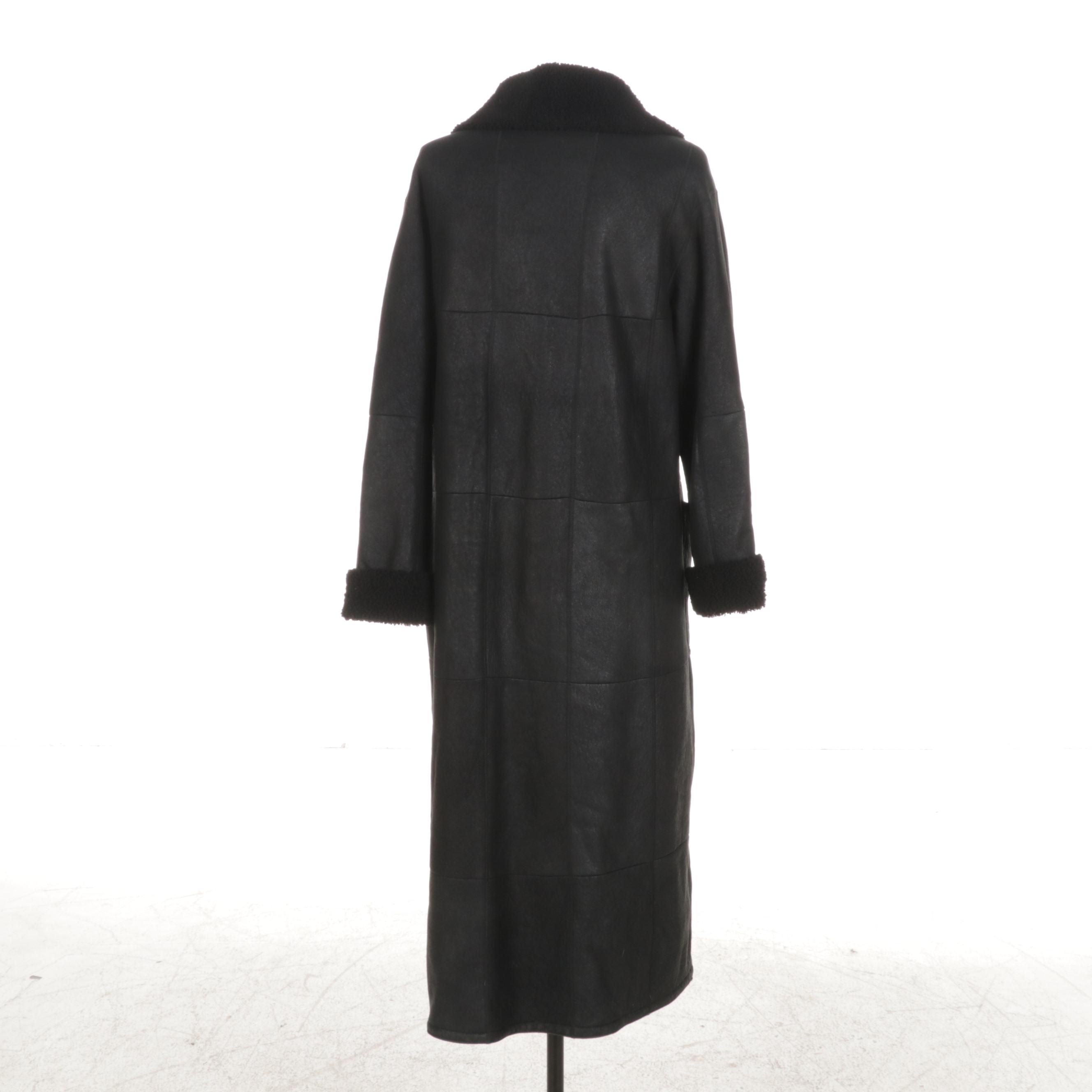 Werner Christ Black Shearling Reversible Full-Length Coat