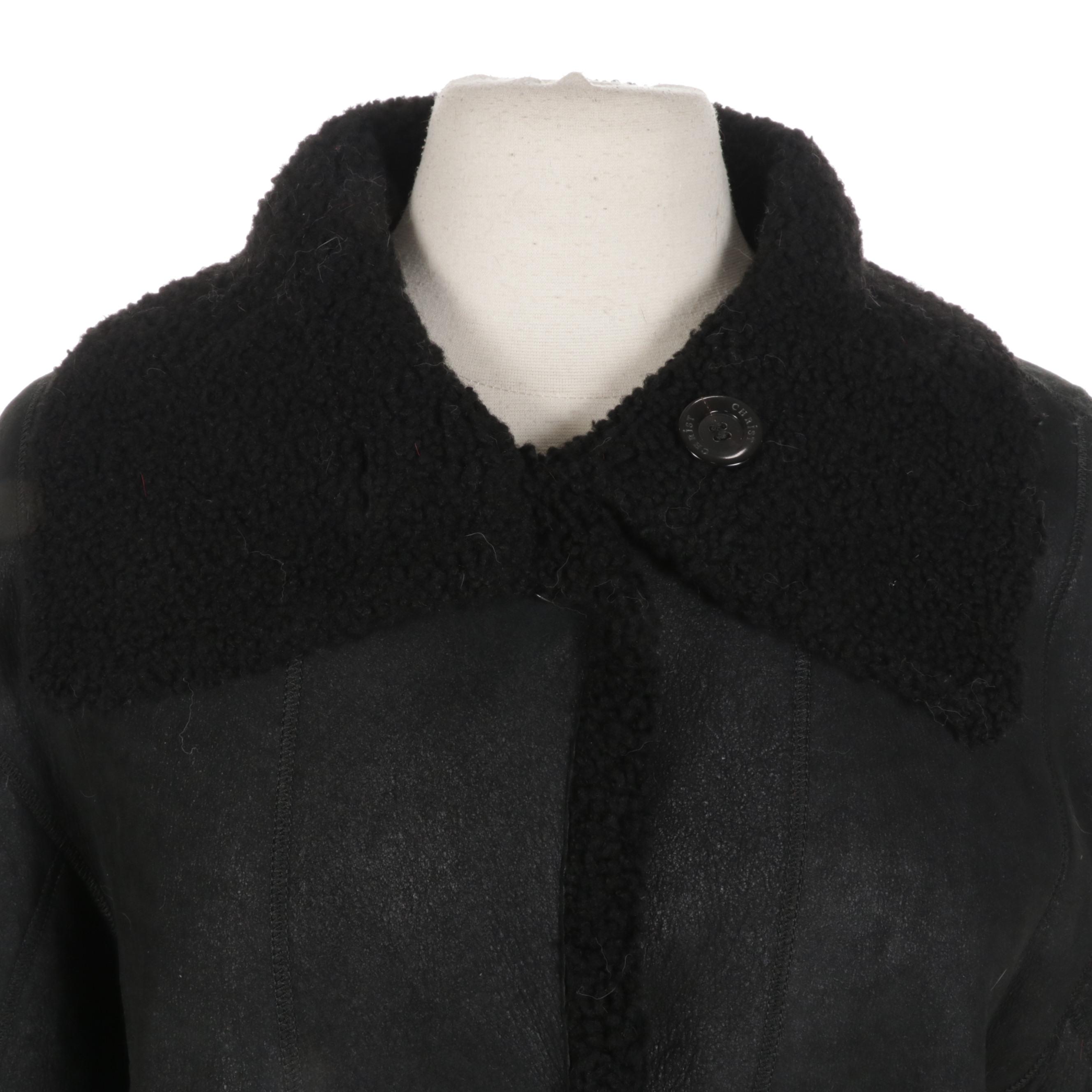 Werner Christ Black Shearling Reversible Full-Length Coat
