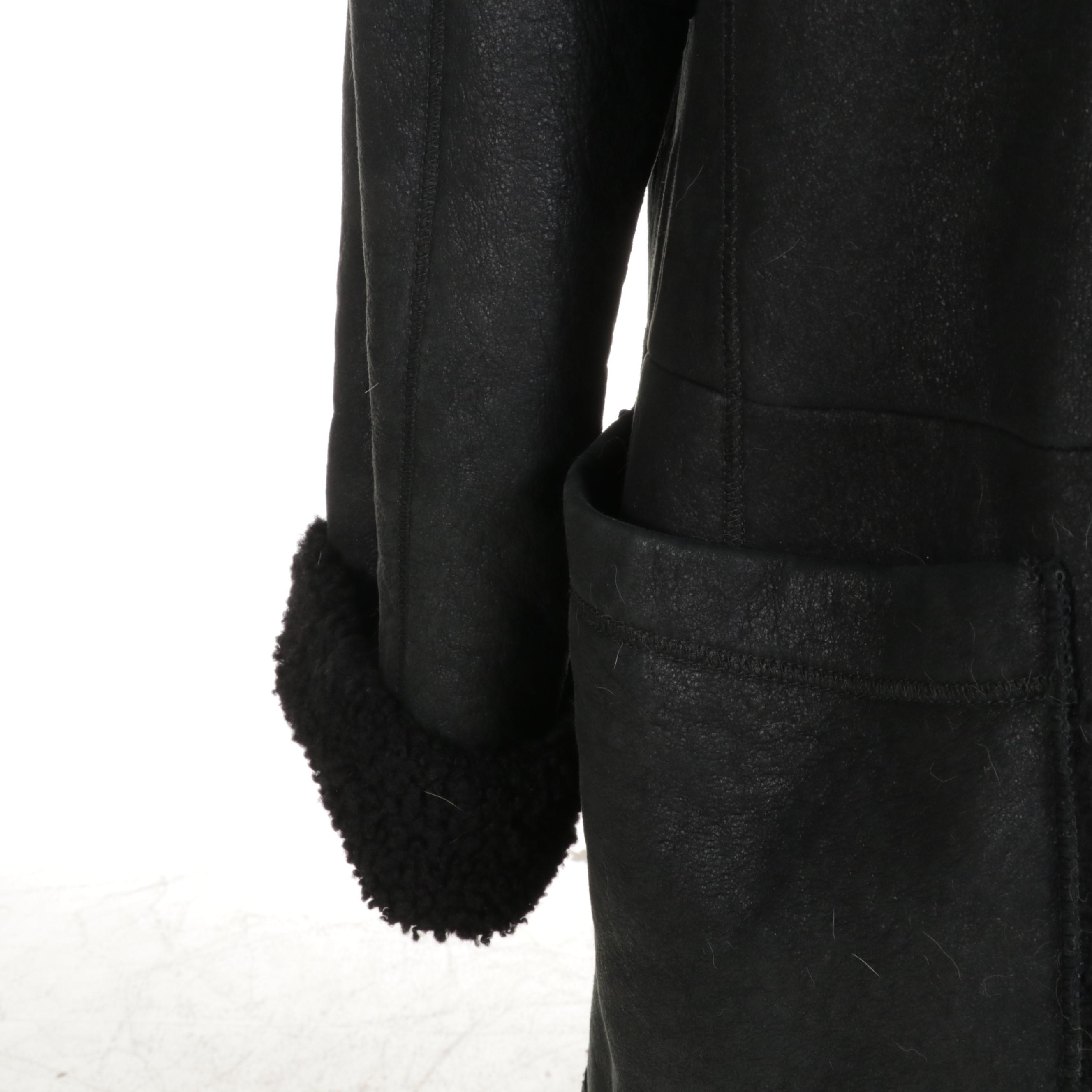 Werner Christ Black Shearling Reversible Full-Length Coat