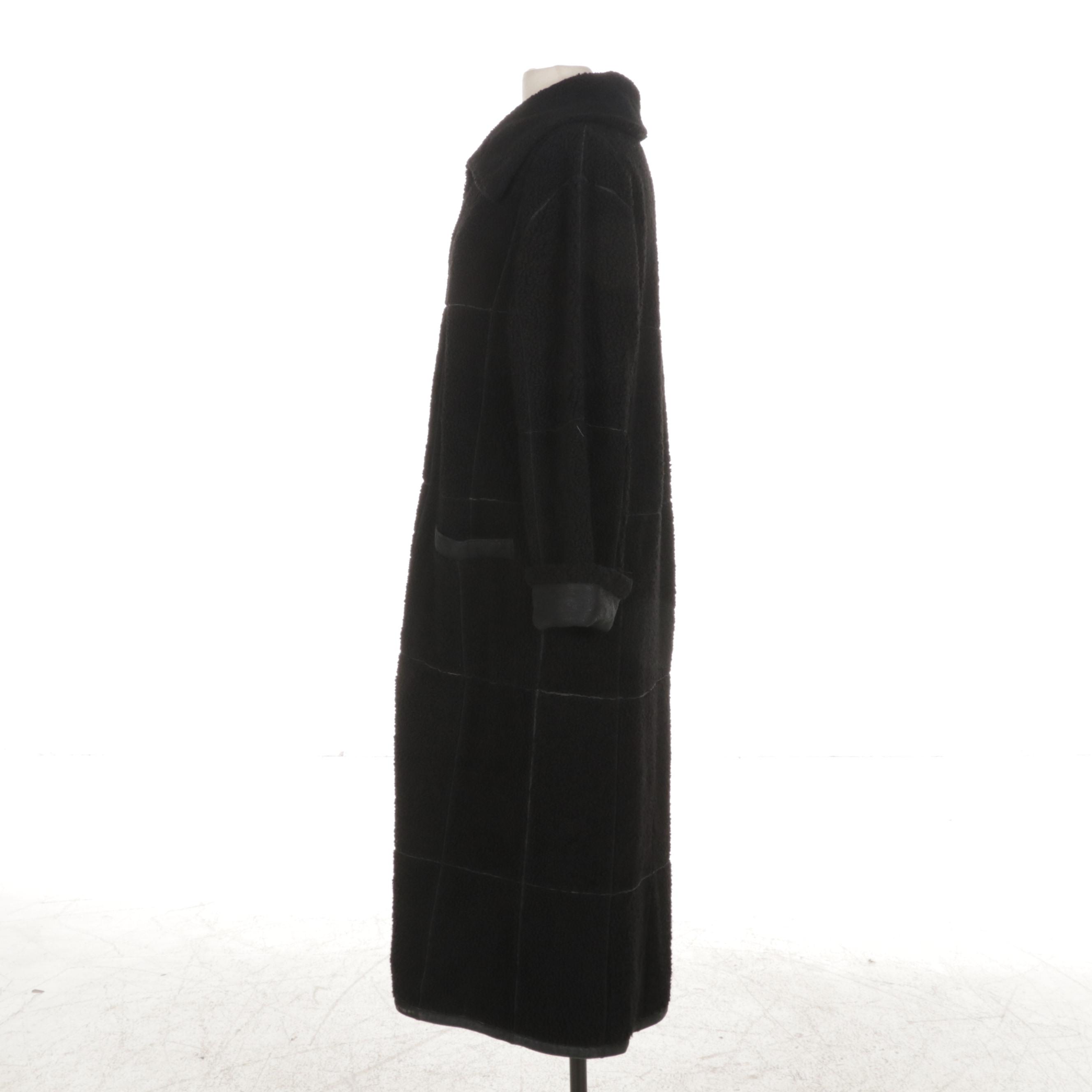 Werner Christ Black Shearling Reversible Full-Length Coat