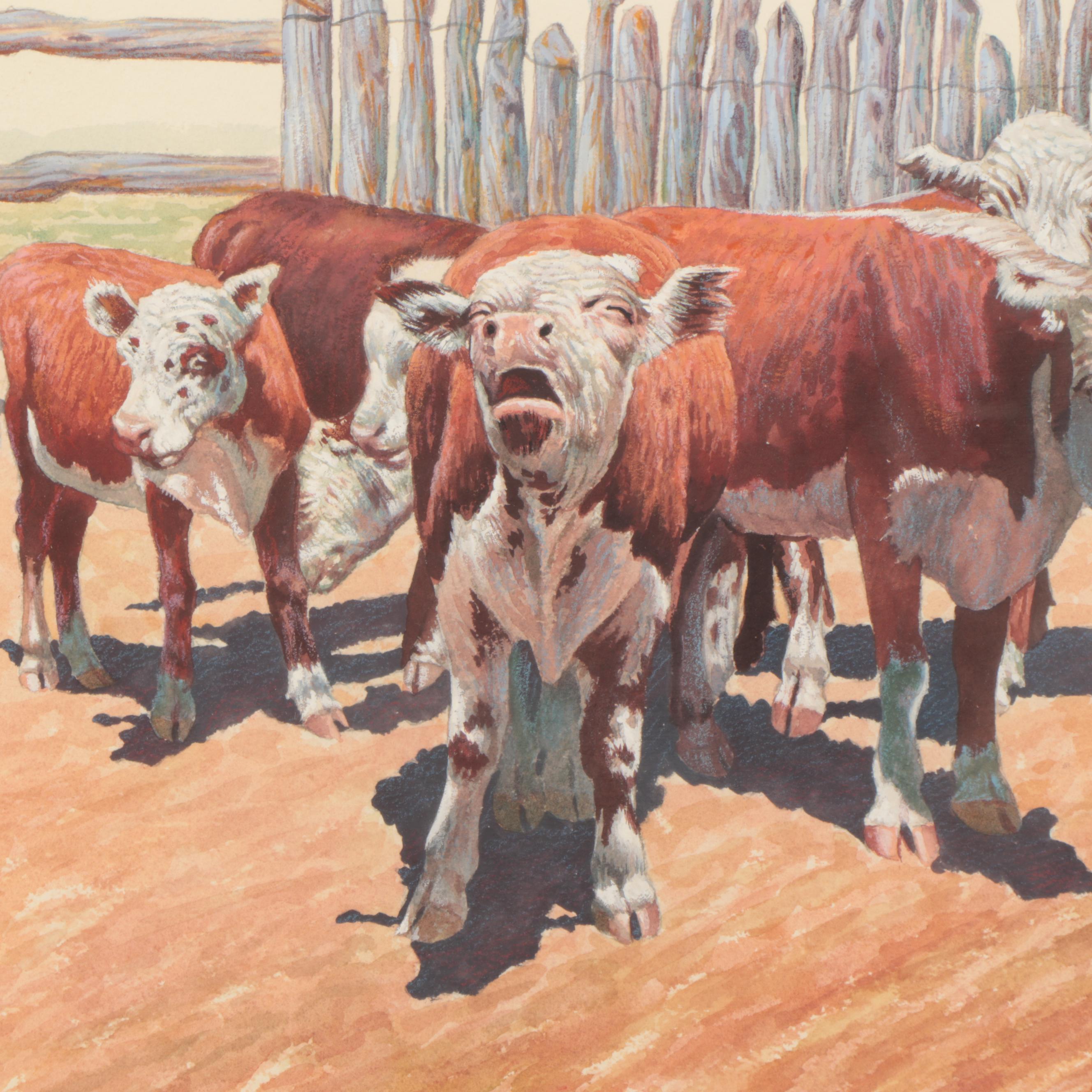 Dan Muller Watercolor Painting of Cowboy