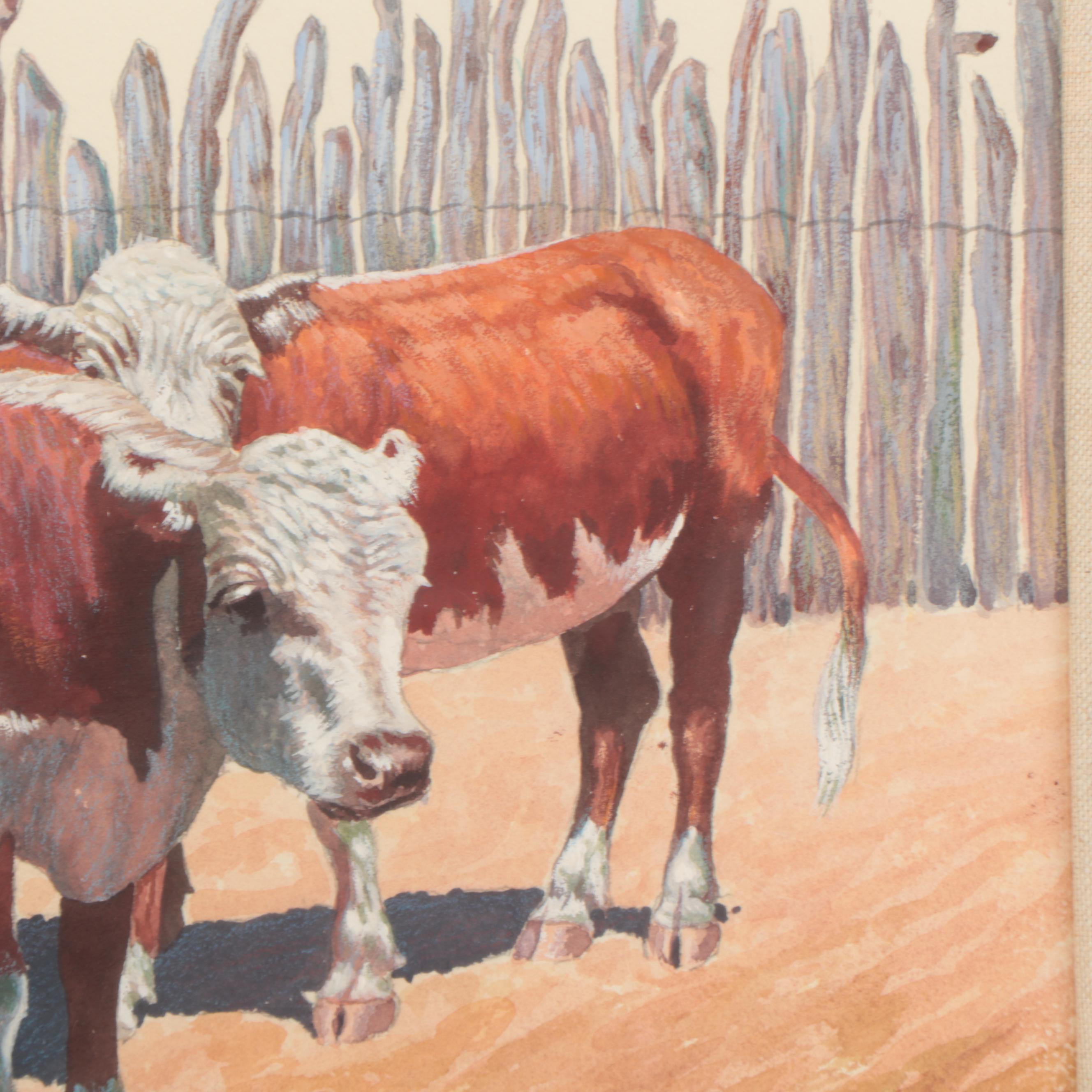 Dan Muller Watercolor Painting of Cowboy EBTH