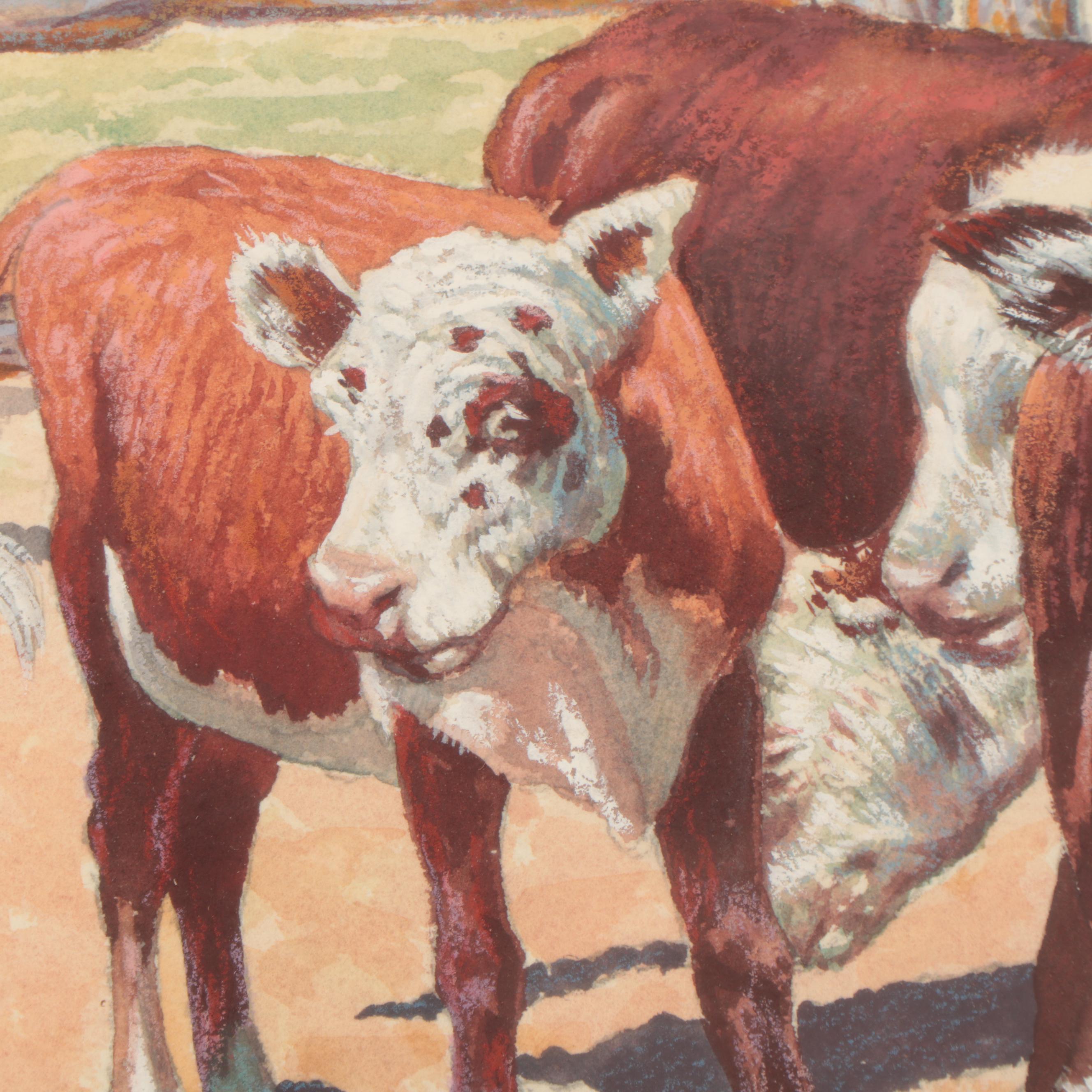 Dan Muller Watercolor Painting of Cowboy