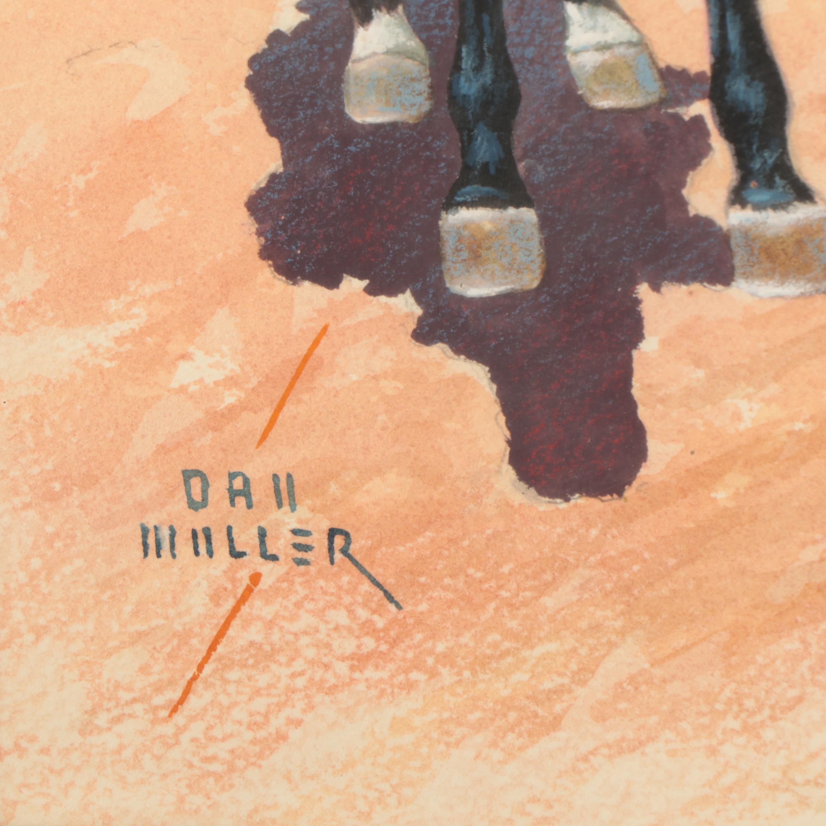 Dan Muller Watercolor Painting of Cowboy EBTH