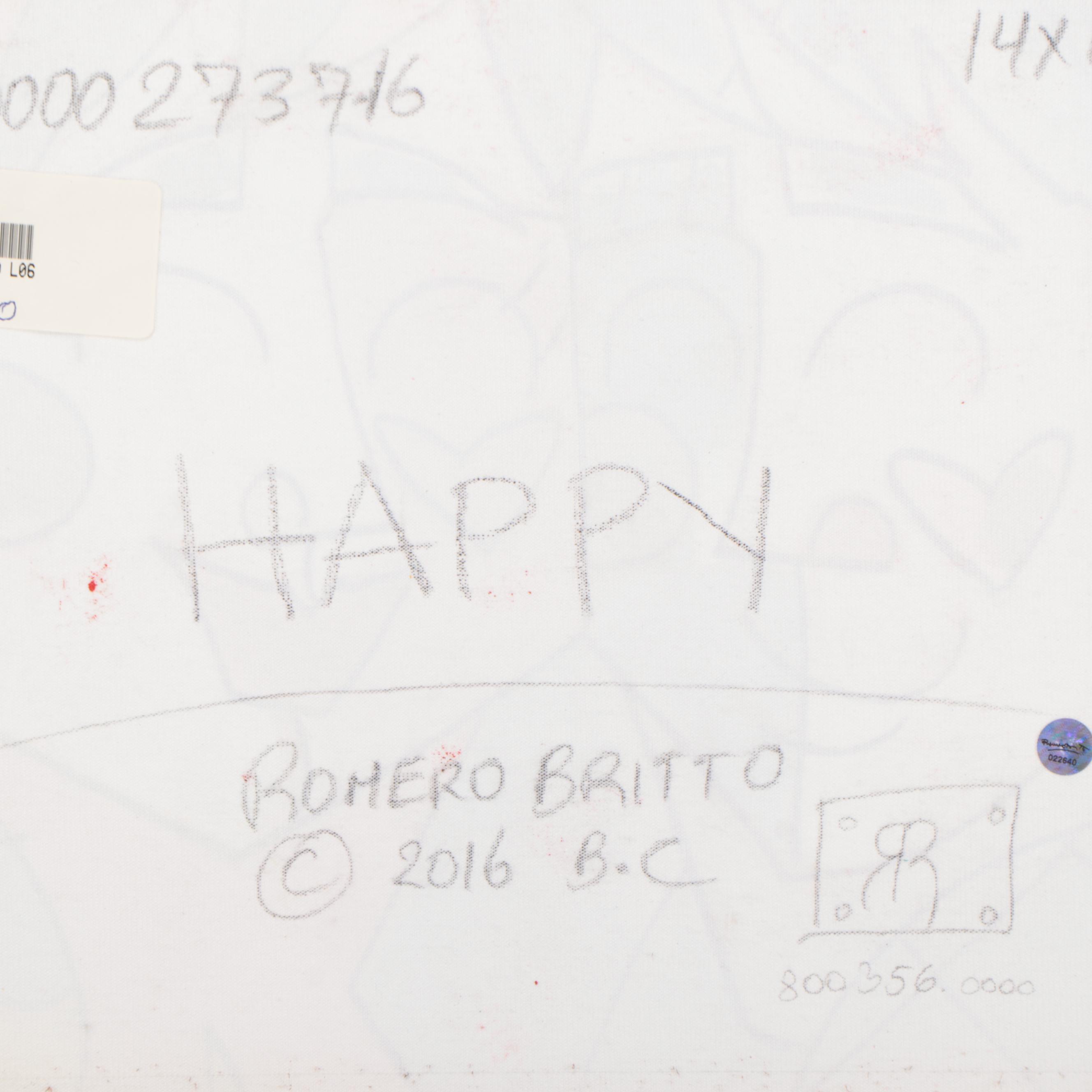 Romero Britto Mixed Media Painting "Happy," 2016