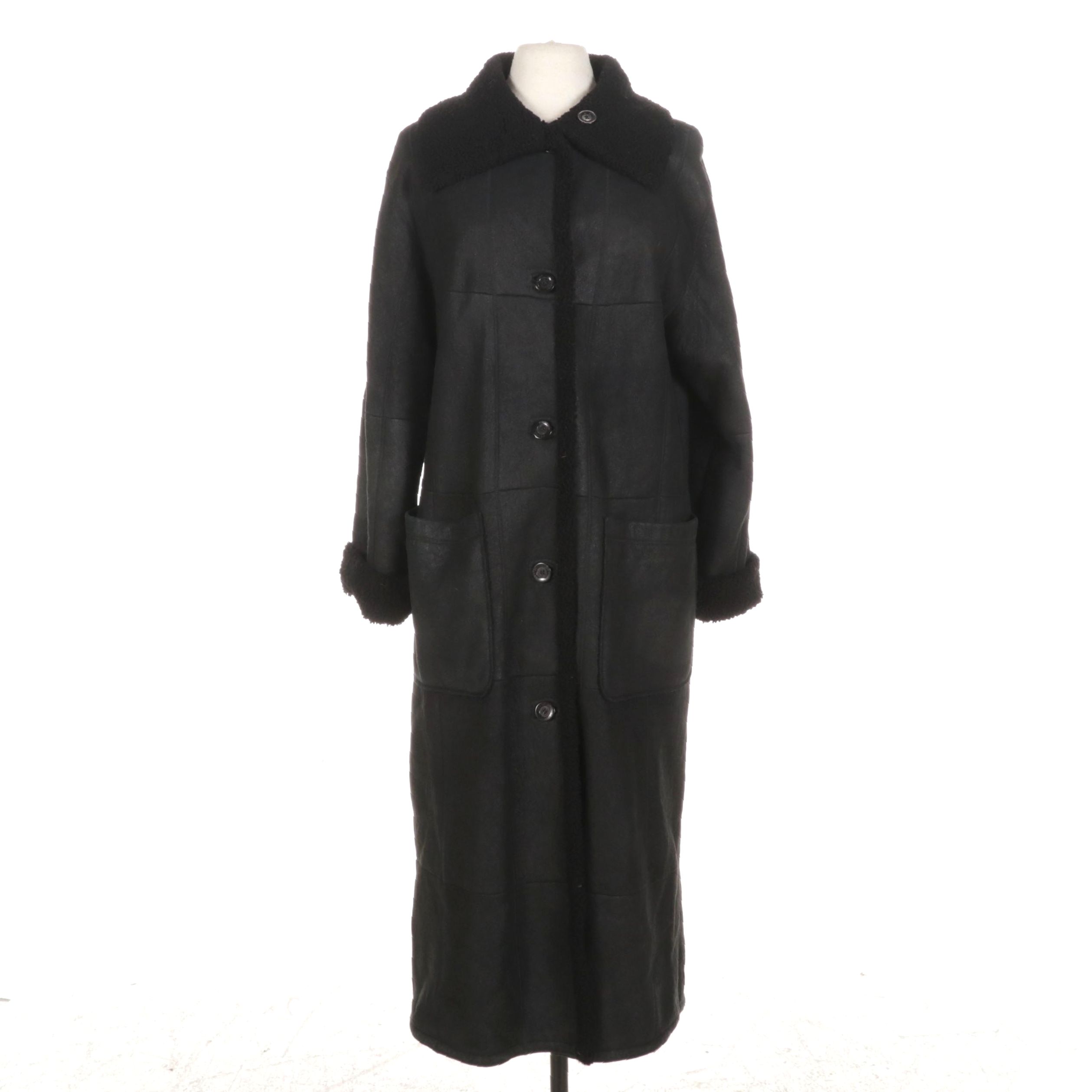 Werner Christ Black Shearling Reversible Full-Length Coat