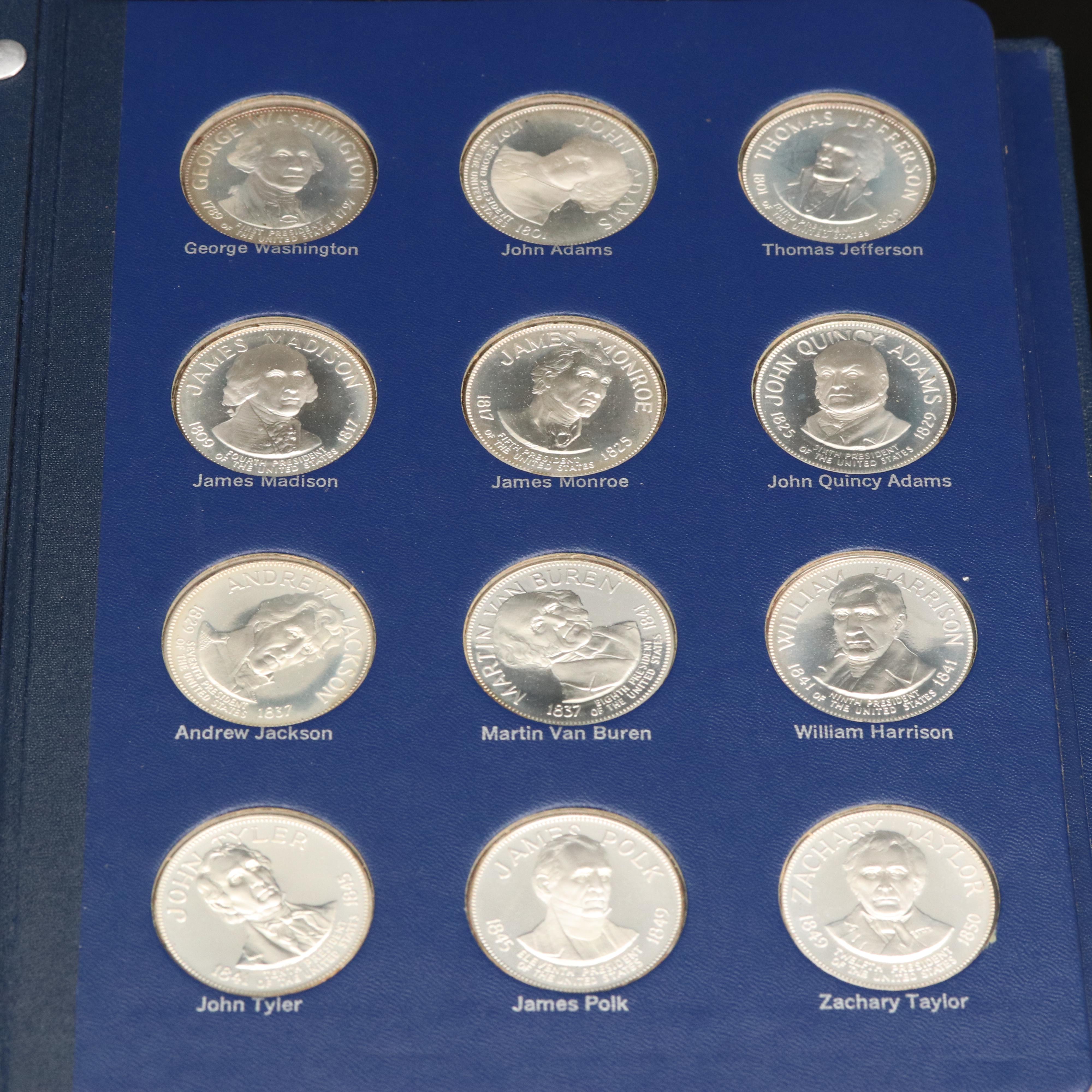 Franklin Mint Presidential Commemorative Silver Medals Set