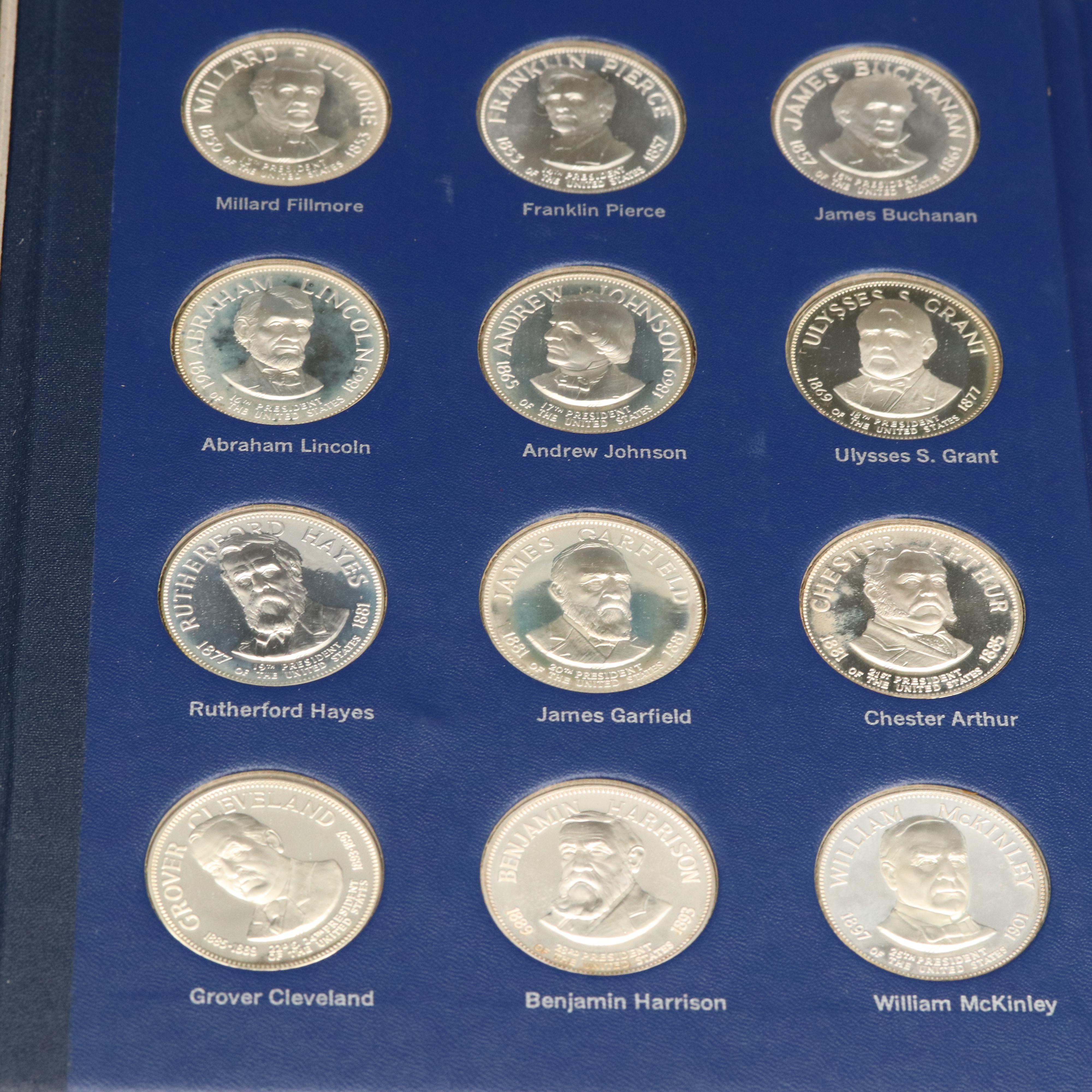 Franklin Mint Presidential Commemorative Silver Medals Set