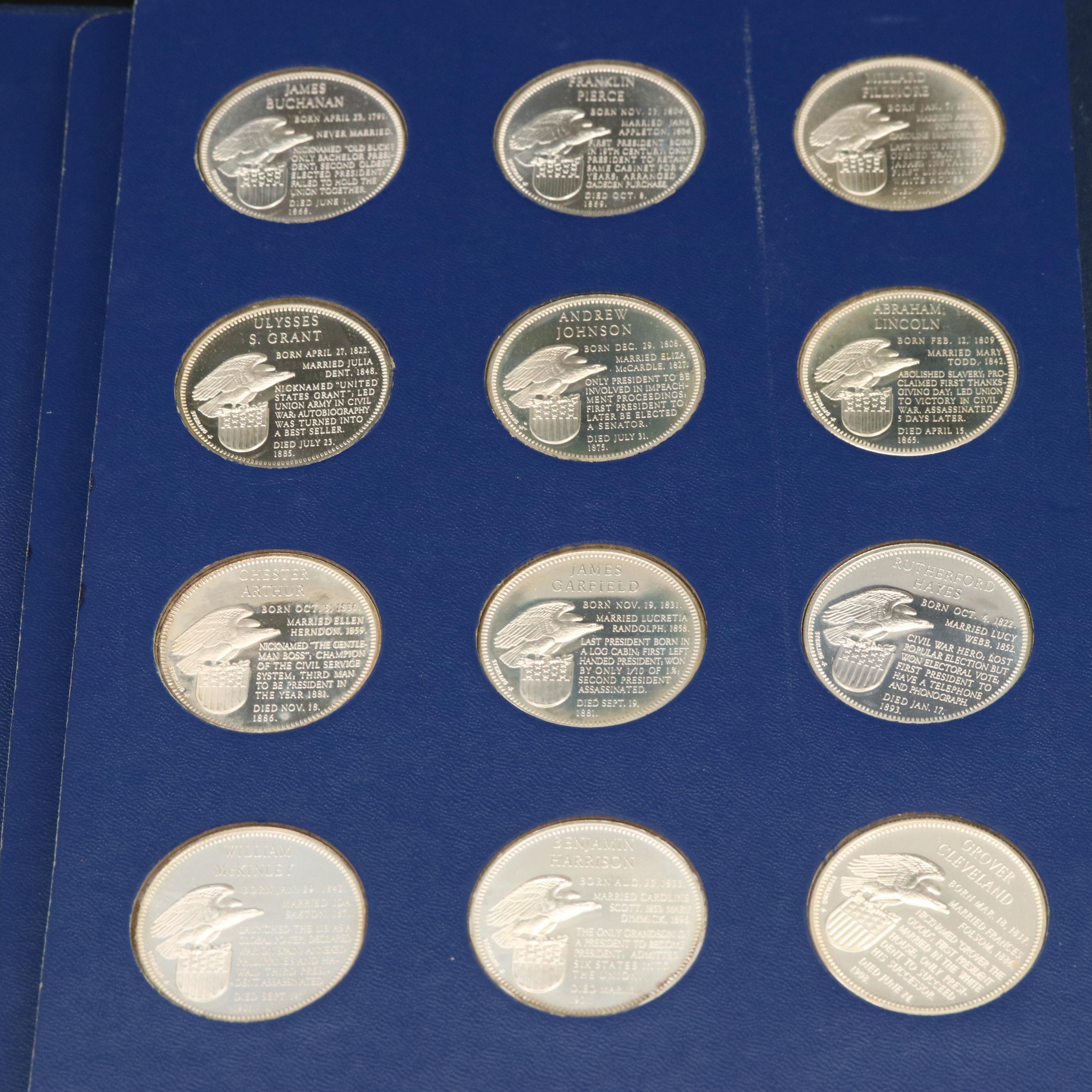 Franklin Mint Presidential Commemorative Silver Medals Set