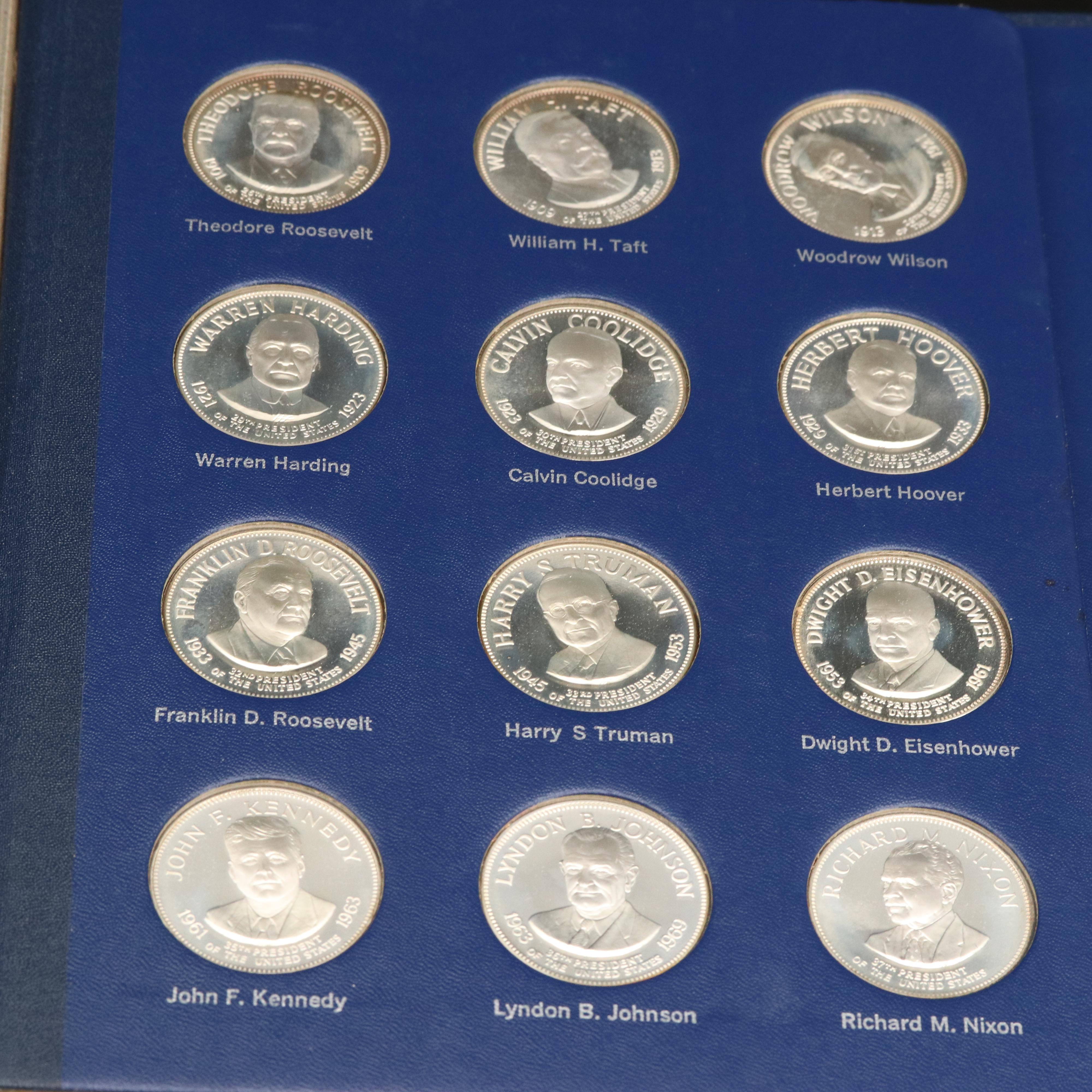 Franklin Mint Presidential Commemorative Silver Medals Set