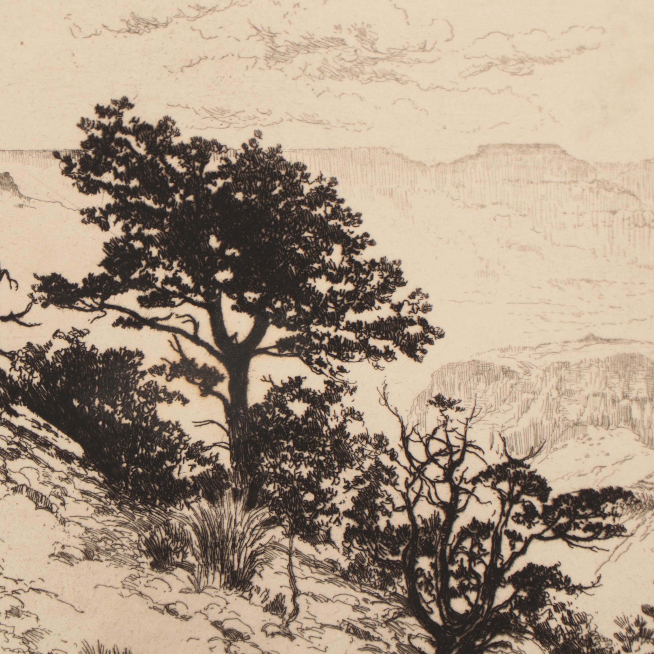 Lee Sturges Landscape Etching "Grand Canyon," Early 20th Century