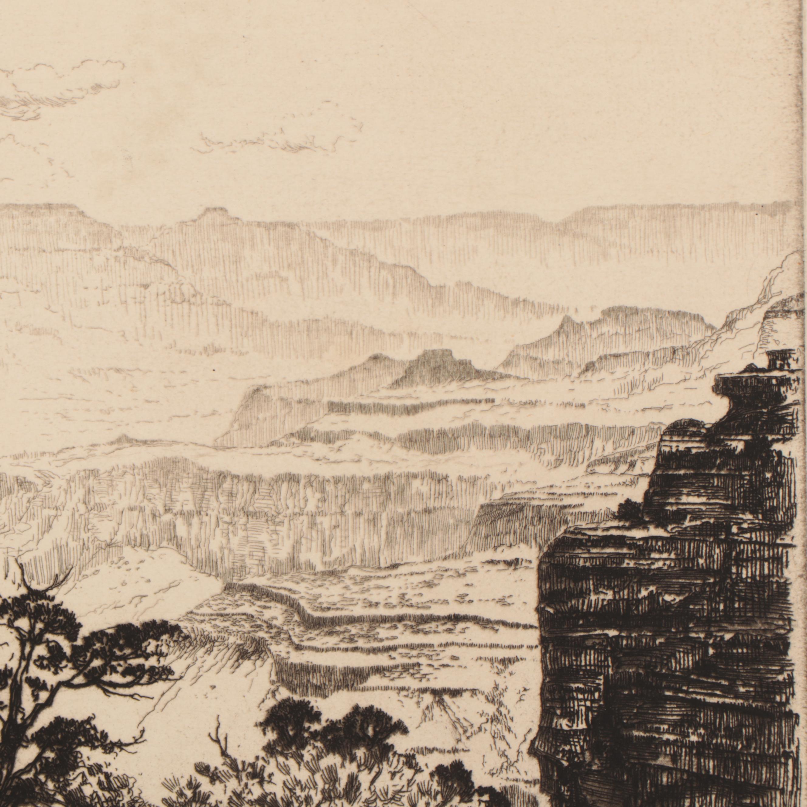 Lee Sturges Landscape Etching "Grand Canyon," Early 20th Century