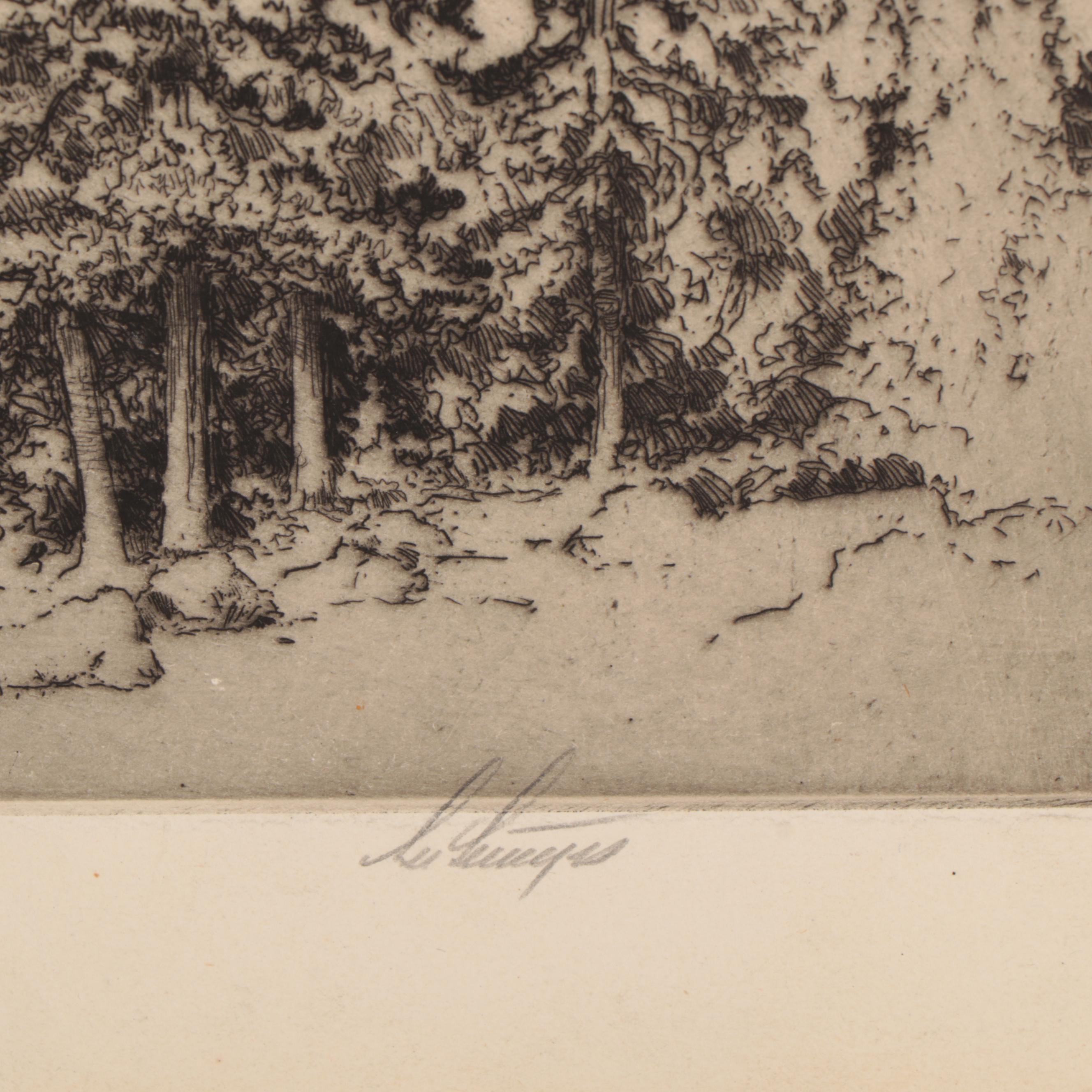 Lee Sturges Landscape Etchings, Early 20th Century