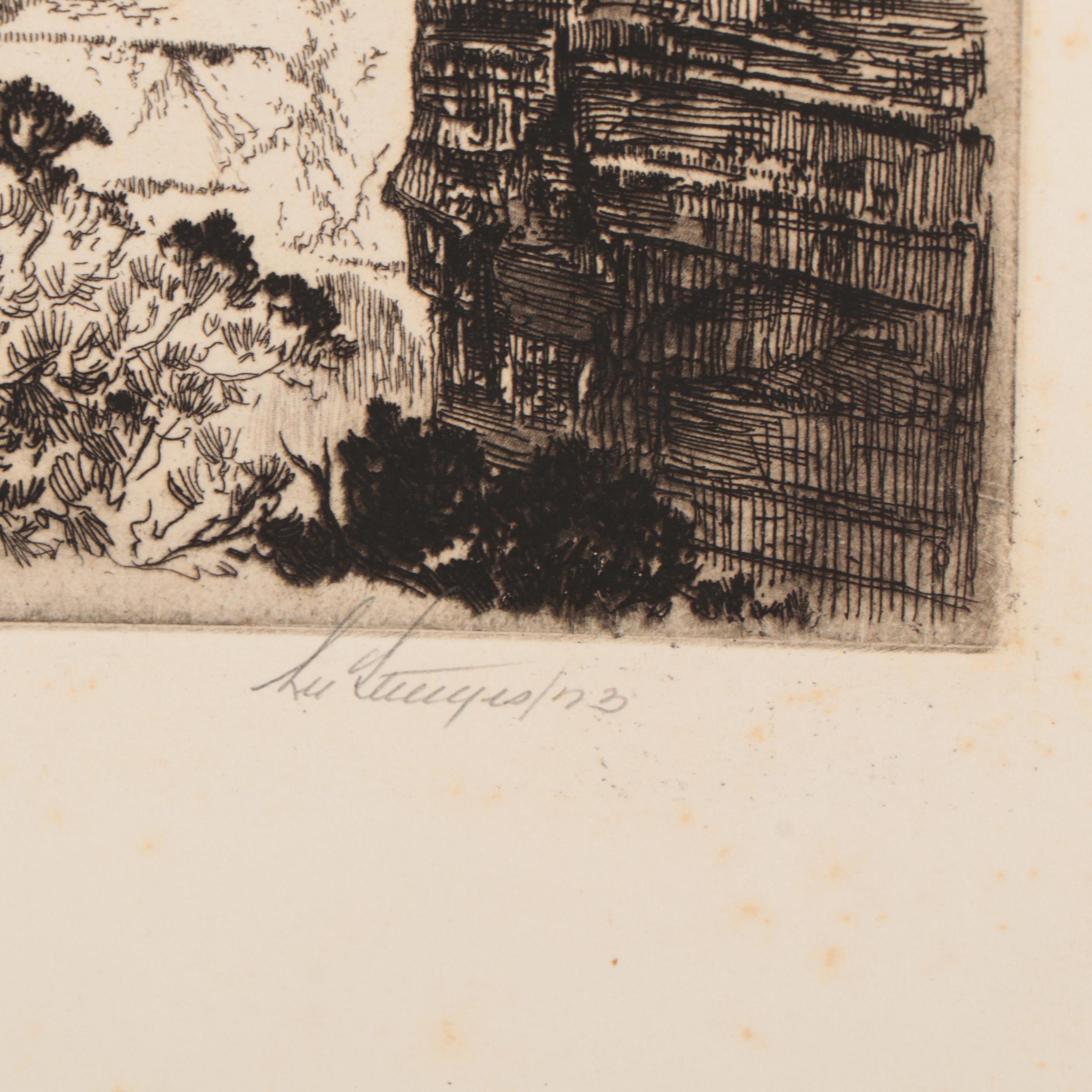 Lee Sturges Landscape Etchings, Early 20th Century