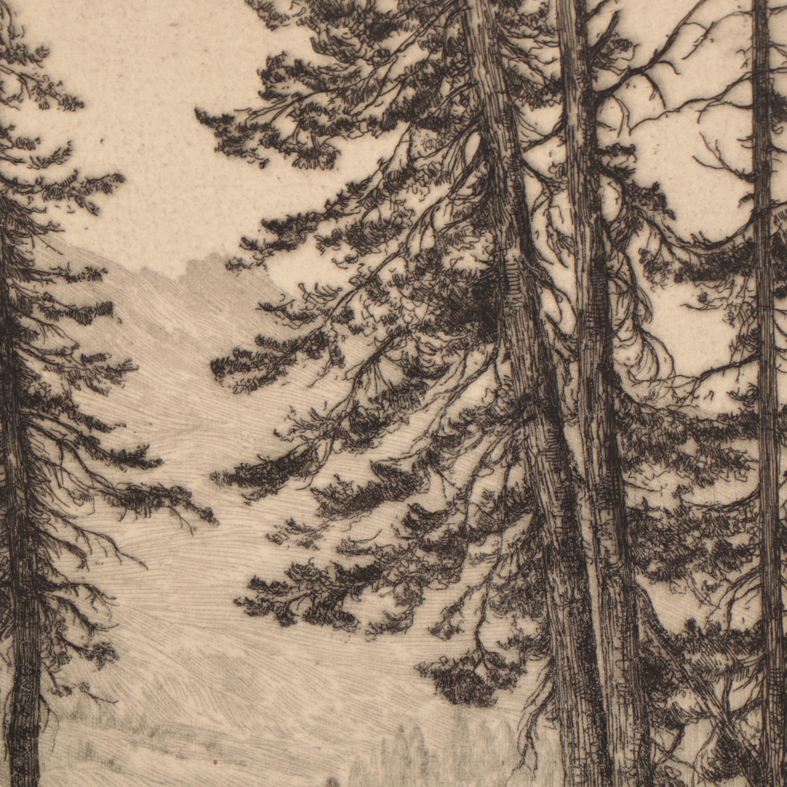 Lee Sturges Landscape Etchings, Early 20th Century