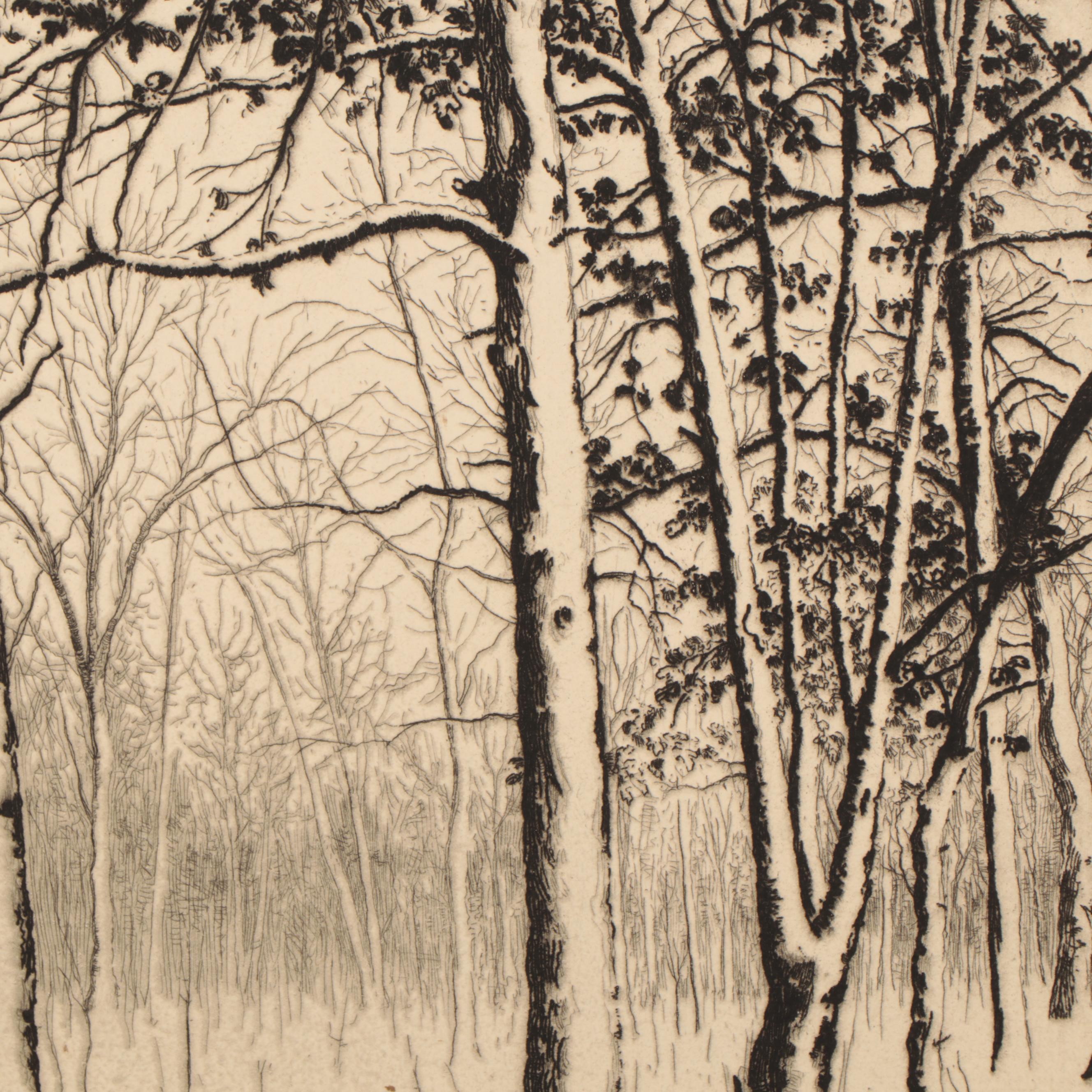 Lee Sturges Landscape Etchings, Early 20th Century
