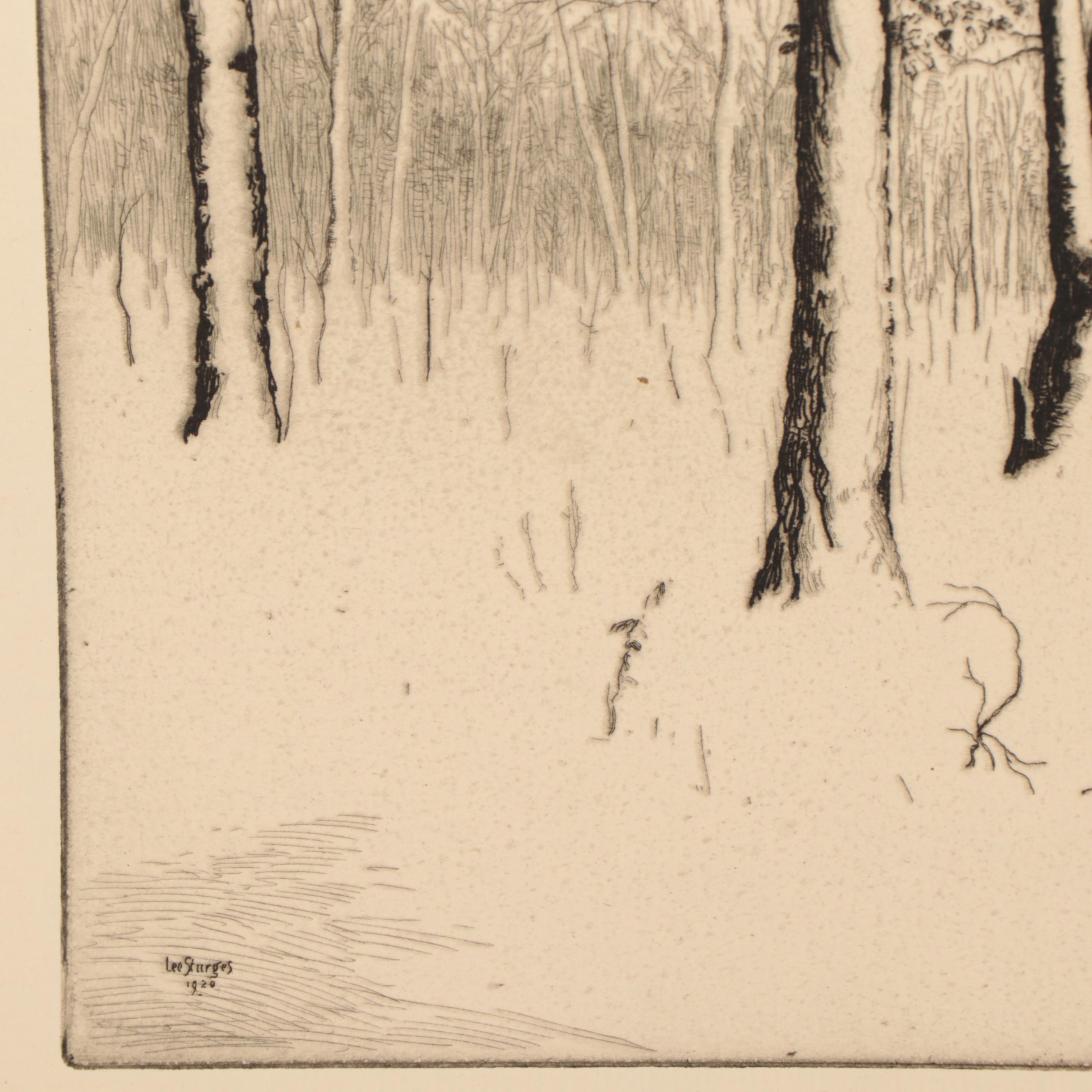 Lee Sturges Landscape Etchings, Early 20th Century