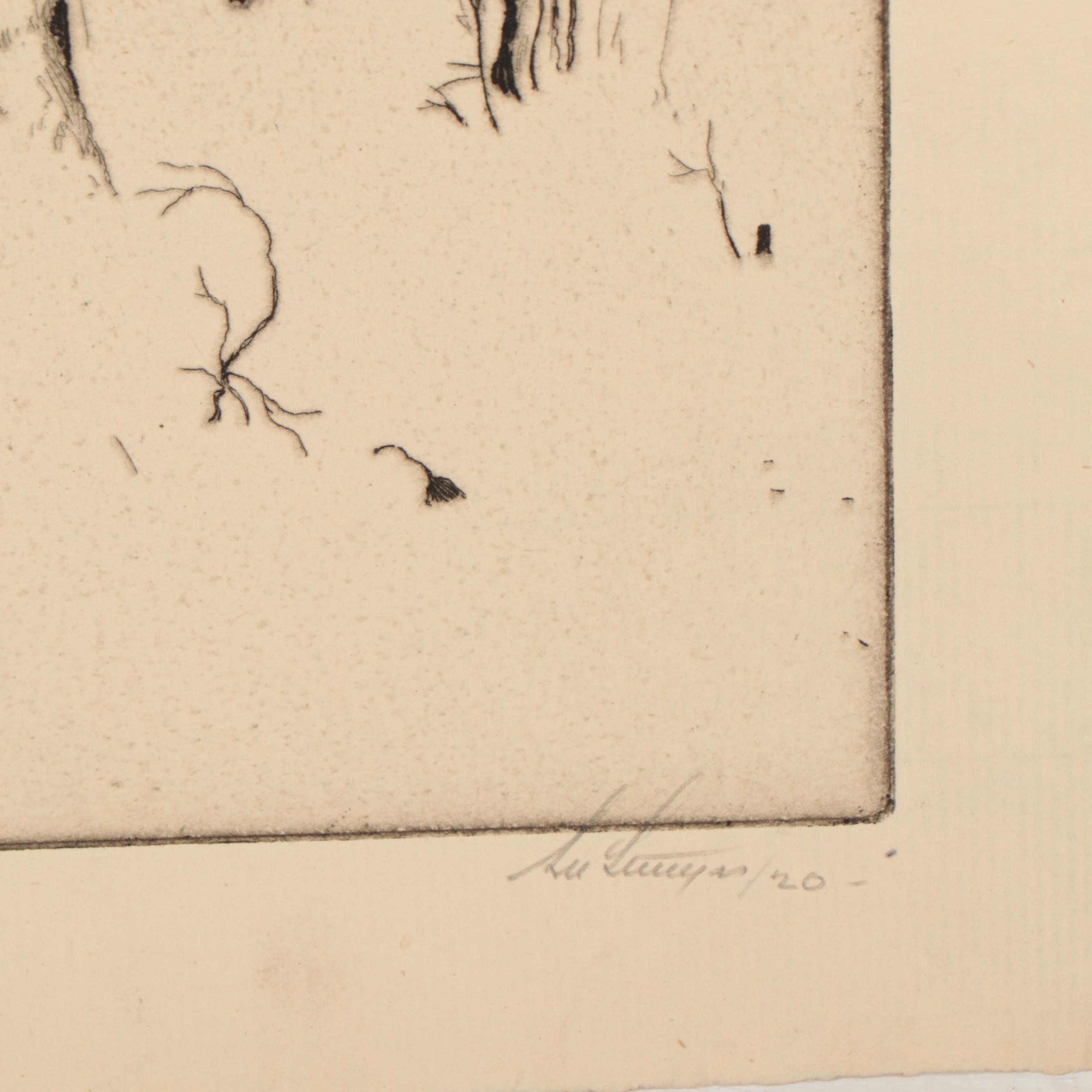 Lee Sturges Landscape Etchings, Early 20th Century