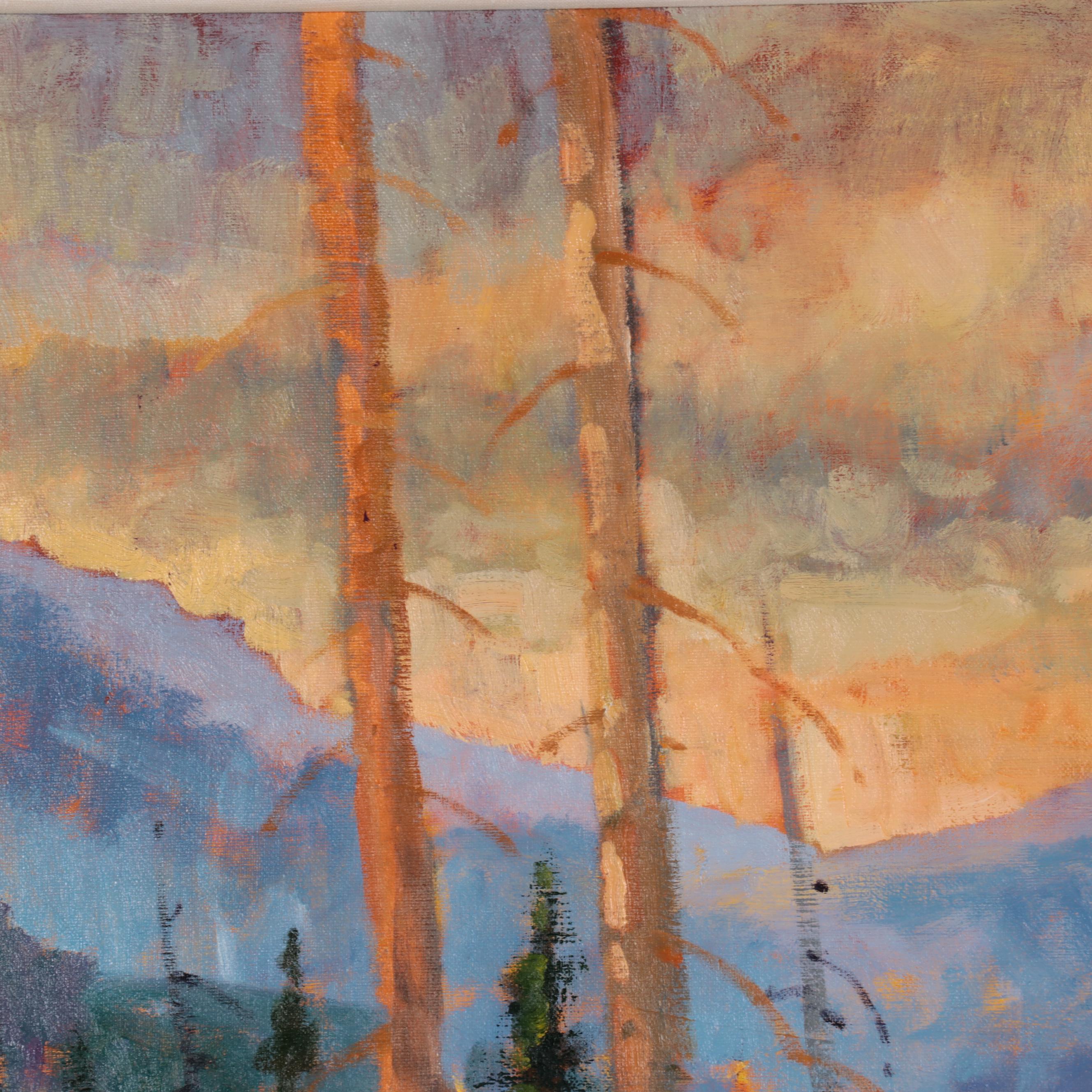 Neil Patterson Oil Painting of Mountain Landscape With Bear, 21st Century