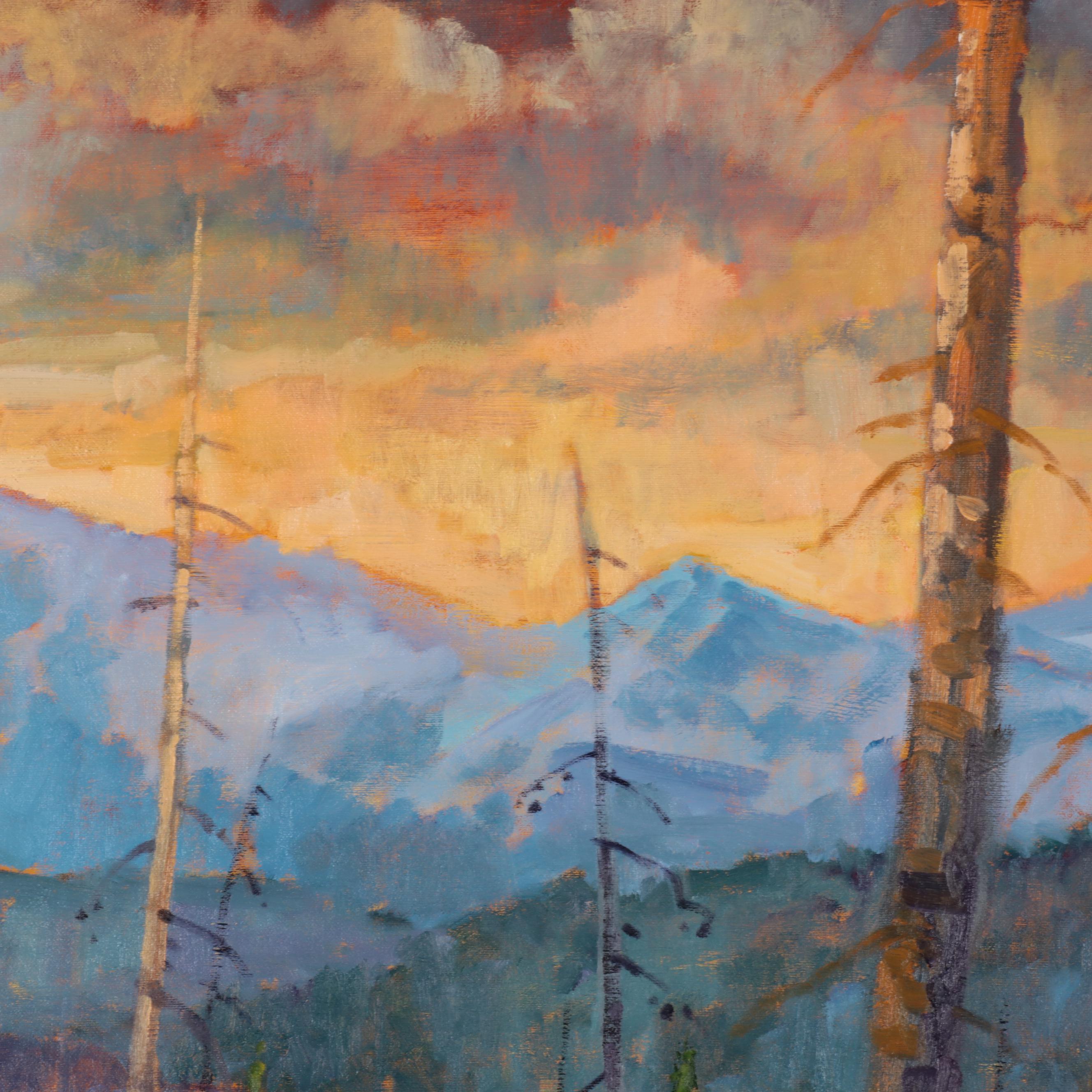 Neil Patterson Oil Painting of Mountain Landscape With Bear, 21st Century