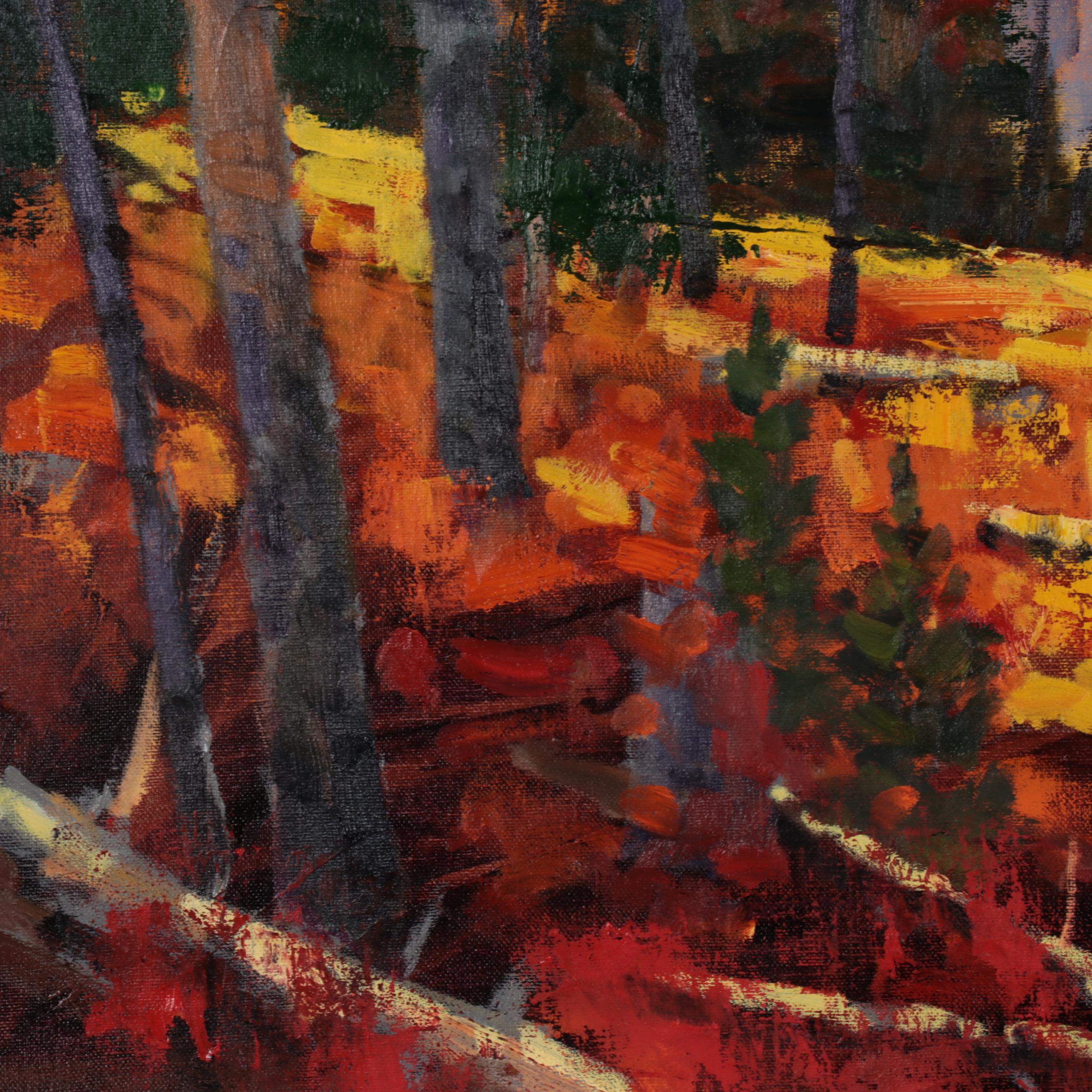 Neil Patterson Oil Painting of Mountain Landscape With Bear, 21st Century