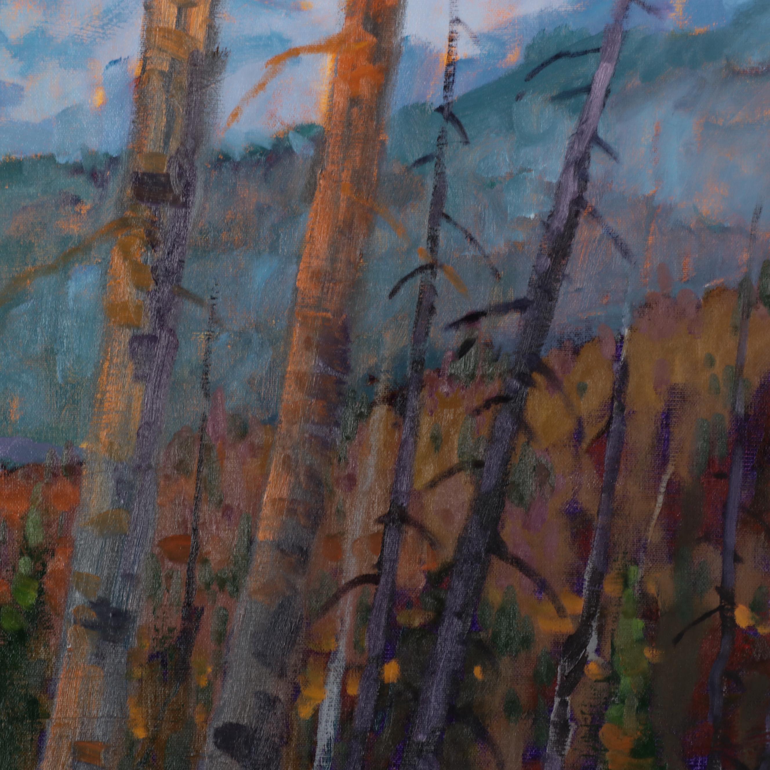 Neil Patterson Oil Painting of Mountain Landscape With Bear, 21st Century