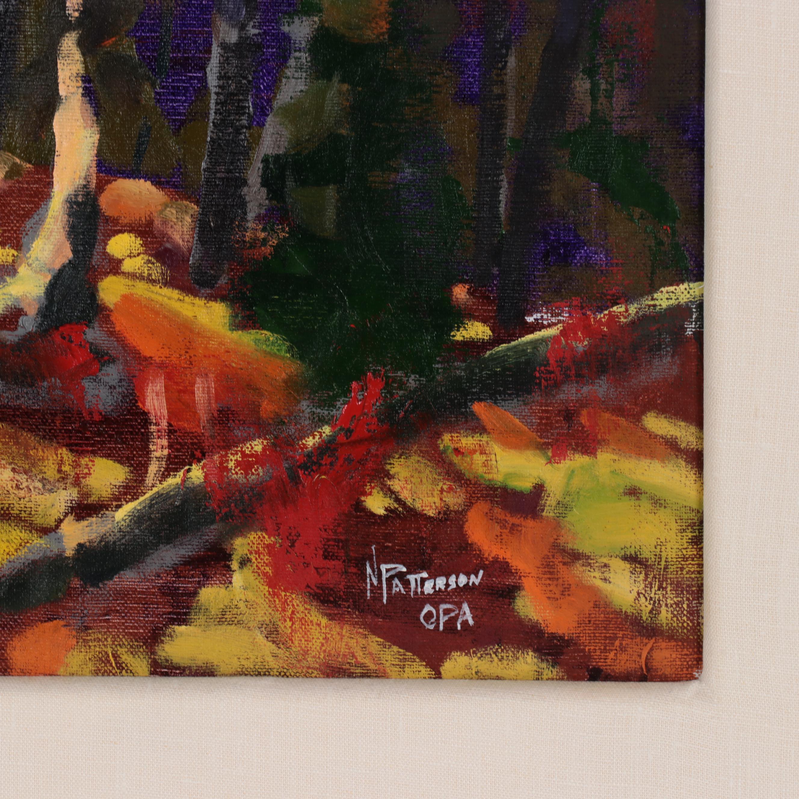 Neil Patterson Oil Painting of Mountain Landscape With Bear, 21st Century