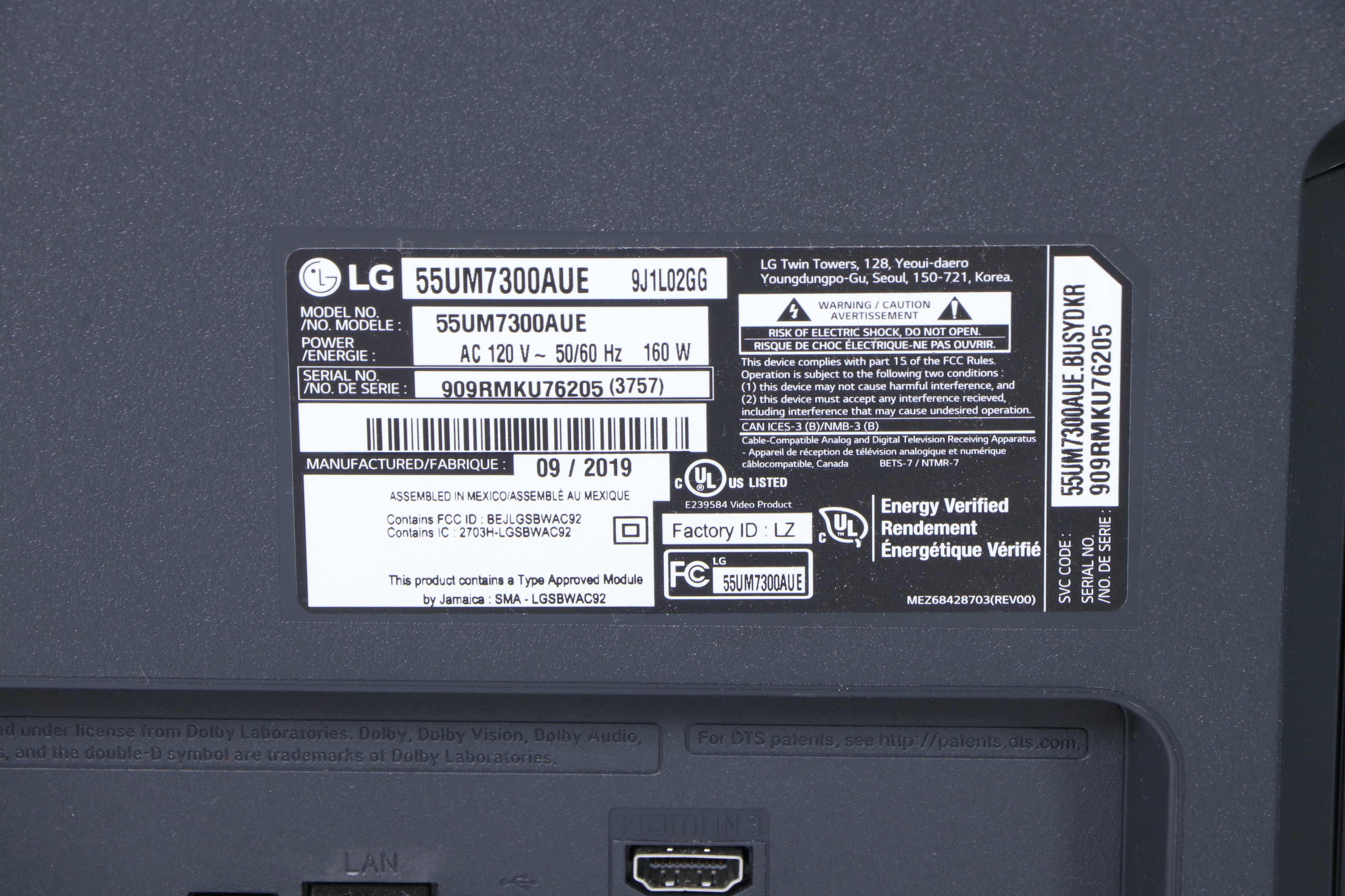 LG UM7300 55-Inch 4K Smart UHD Television with Remote