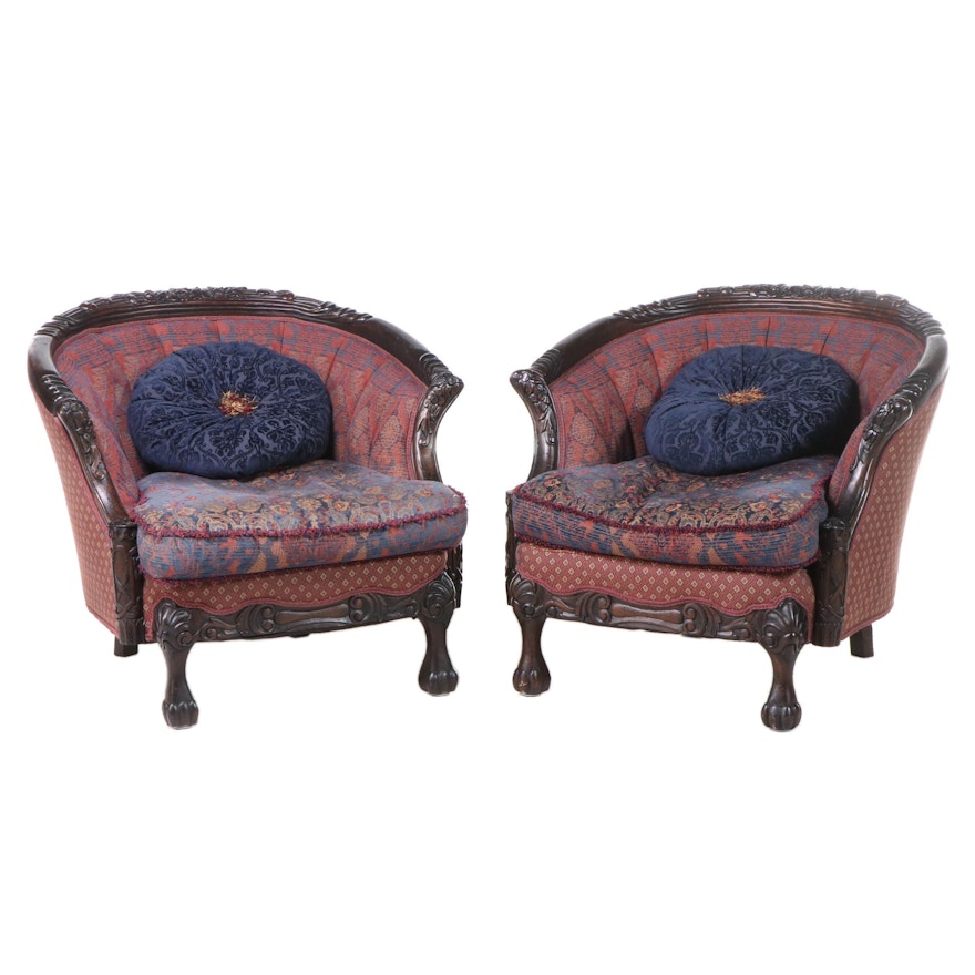 Pair of Carol Hicks Bolton and EJ Victor Empire Style Carved Tub Chairs