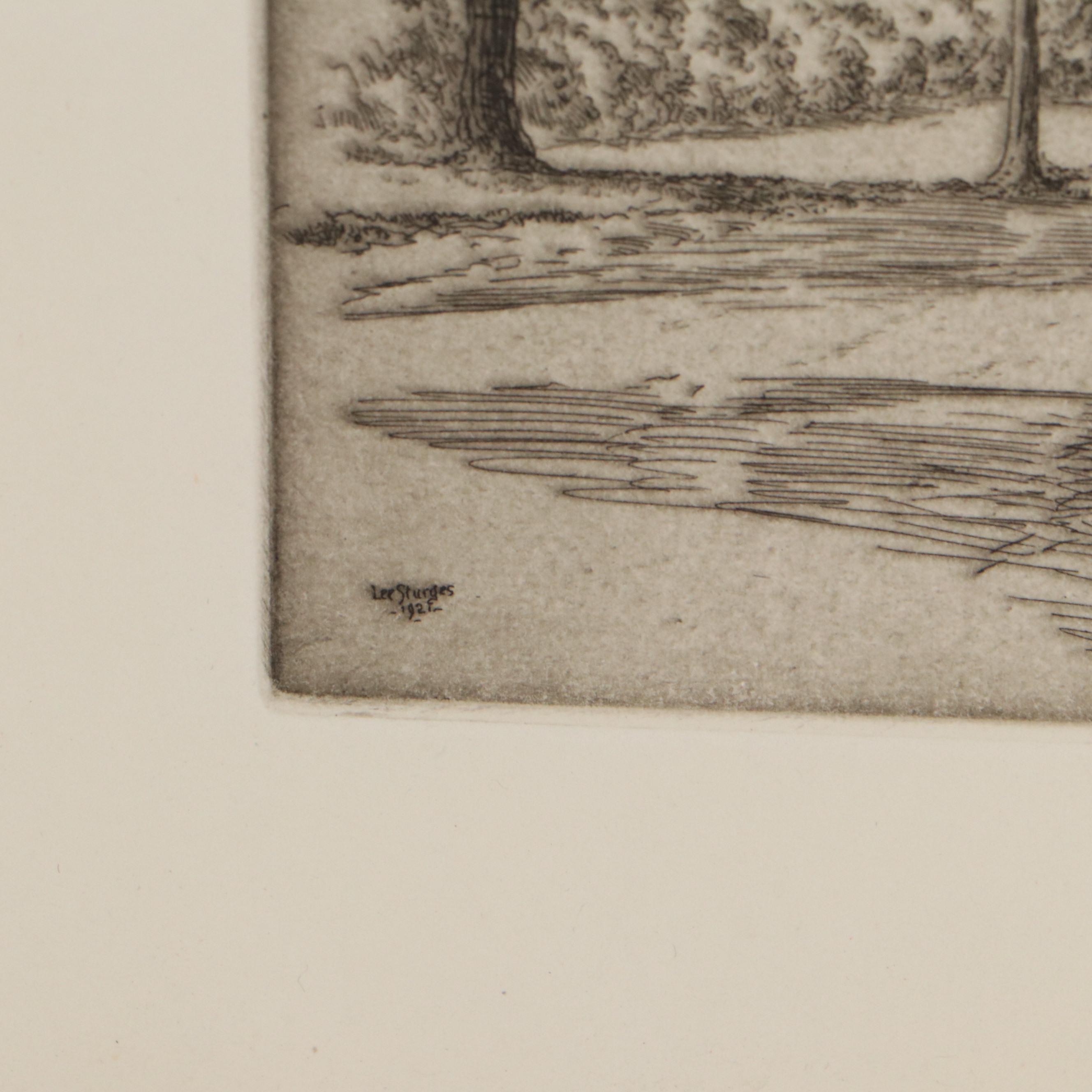 Lee Sturges Forest and Waterscape Etchings, Circa 1930