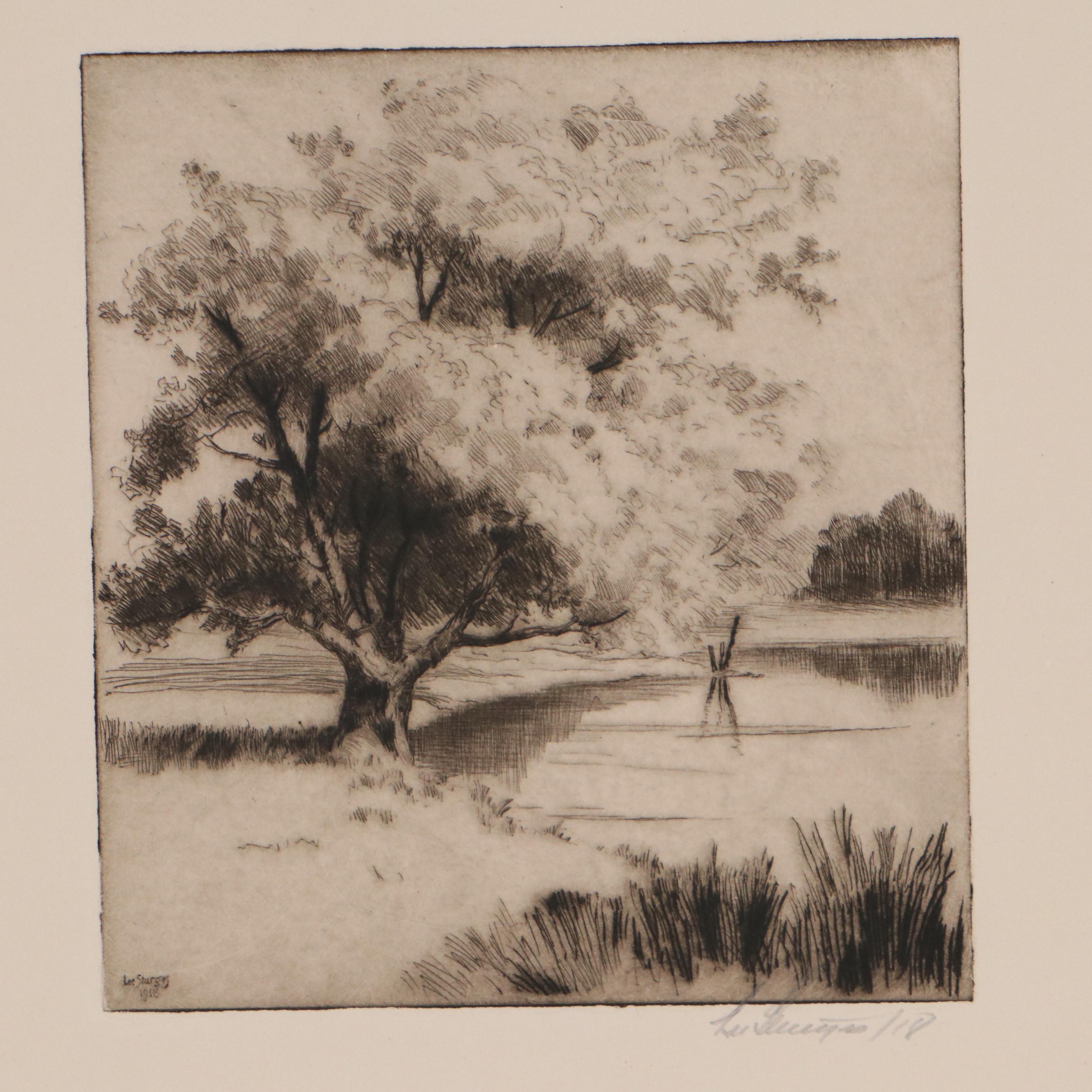 Lee Sturges Forest and Waterscape Etchings, Circa 1930