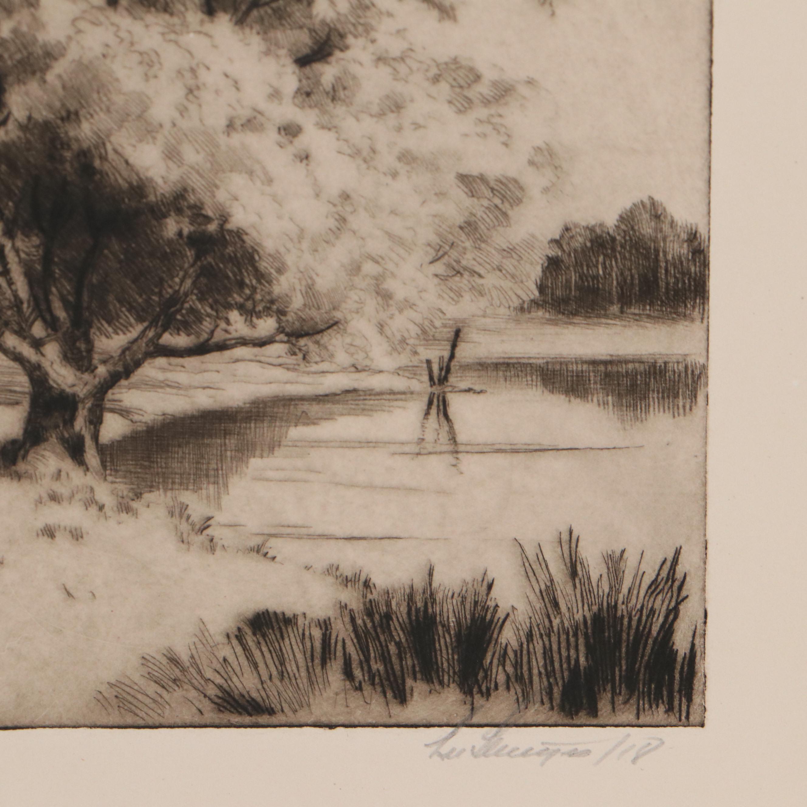 Lee Sturges Forest and Waterscape Etchings, Circa 1930