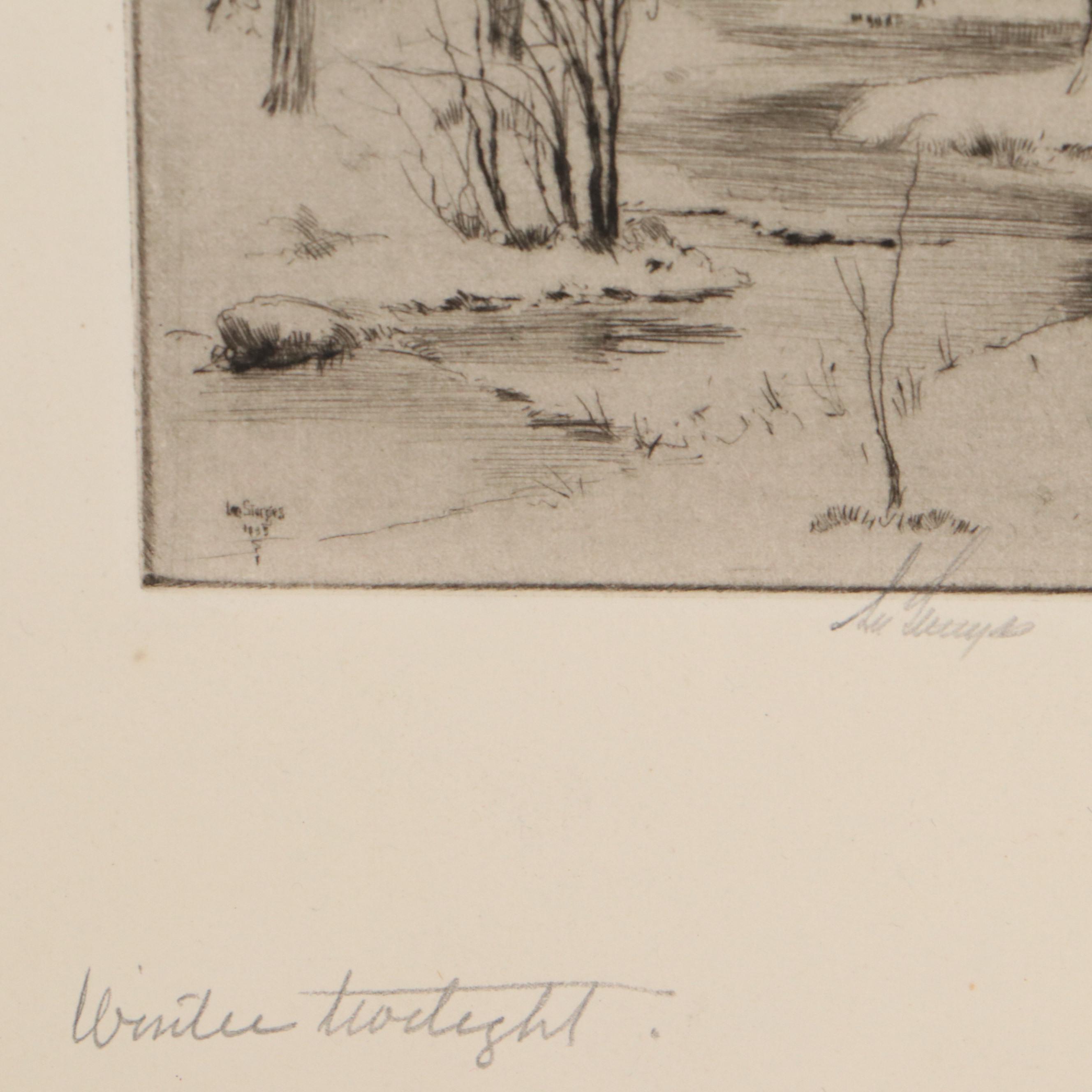 Lee Sturges Forest and Waterscape Etchings, Circa 1930