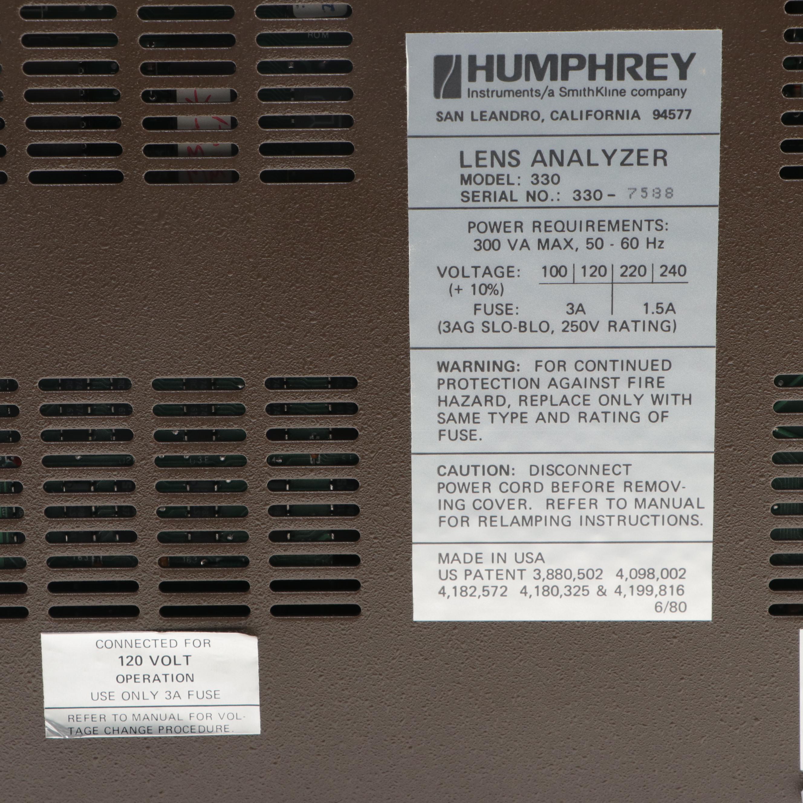 Humphrey Instruments Lens Analyzer