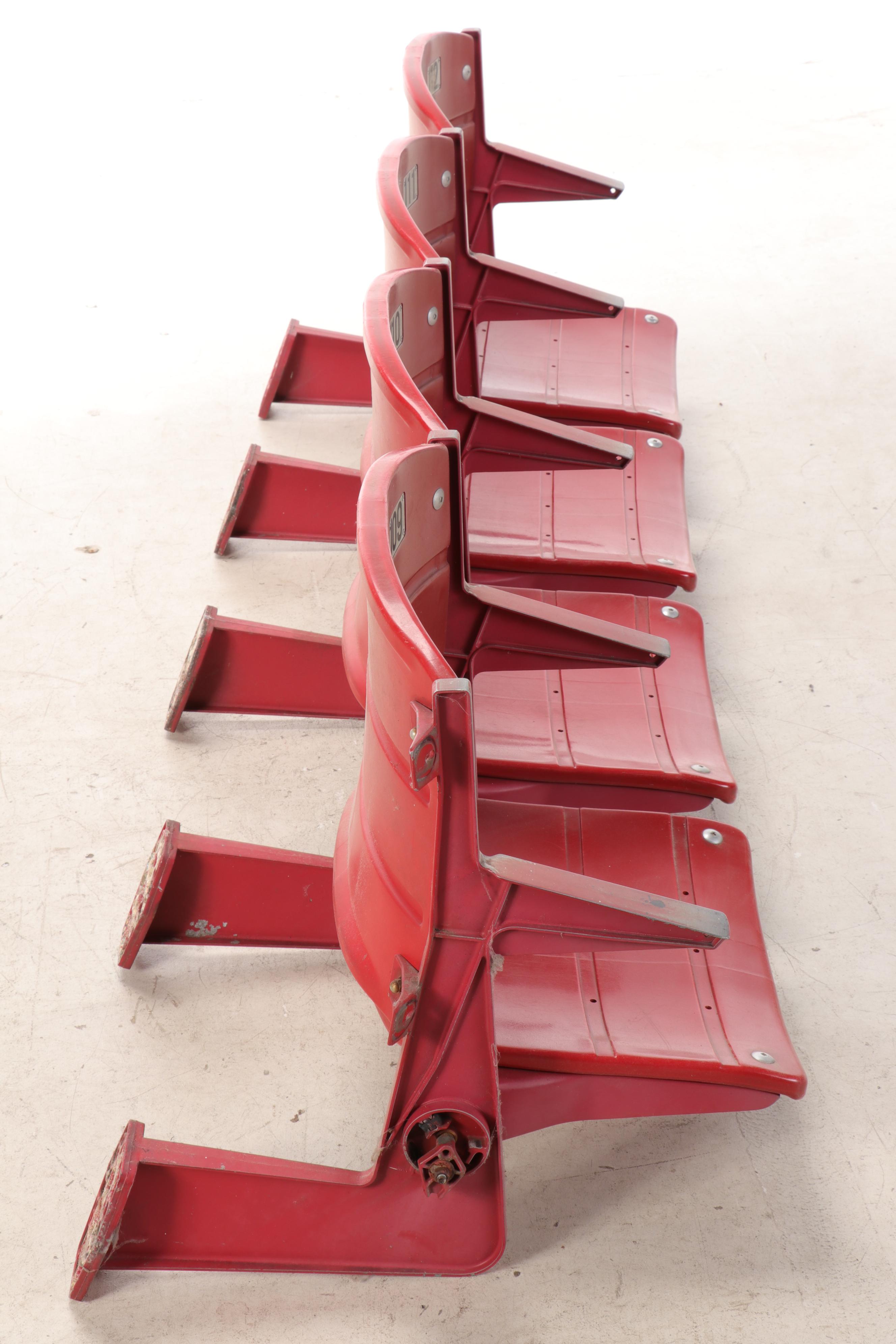 Group of Four Red Section Tandem Seats from Cincinnati Riverfront Stadium