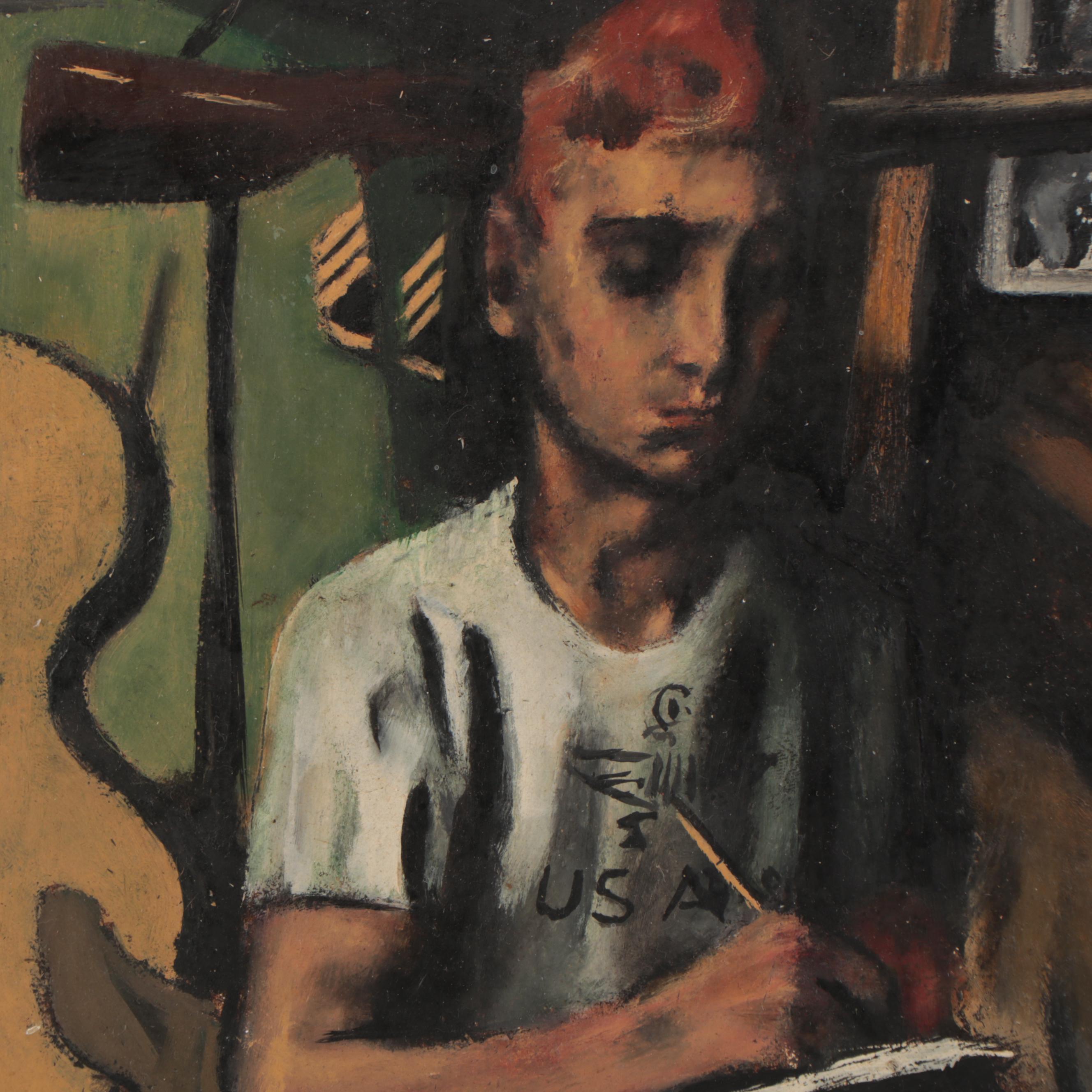 Jack Levine Figural Oil Painting