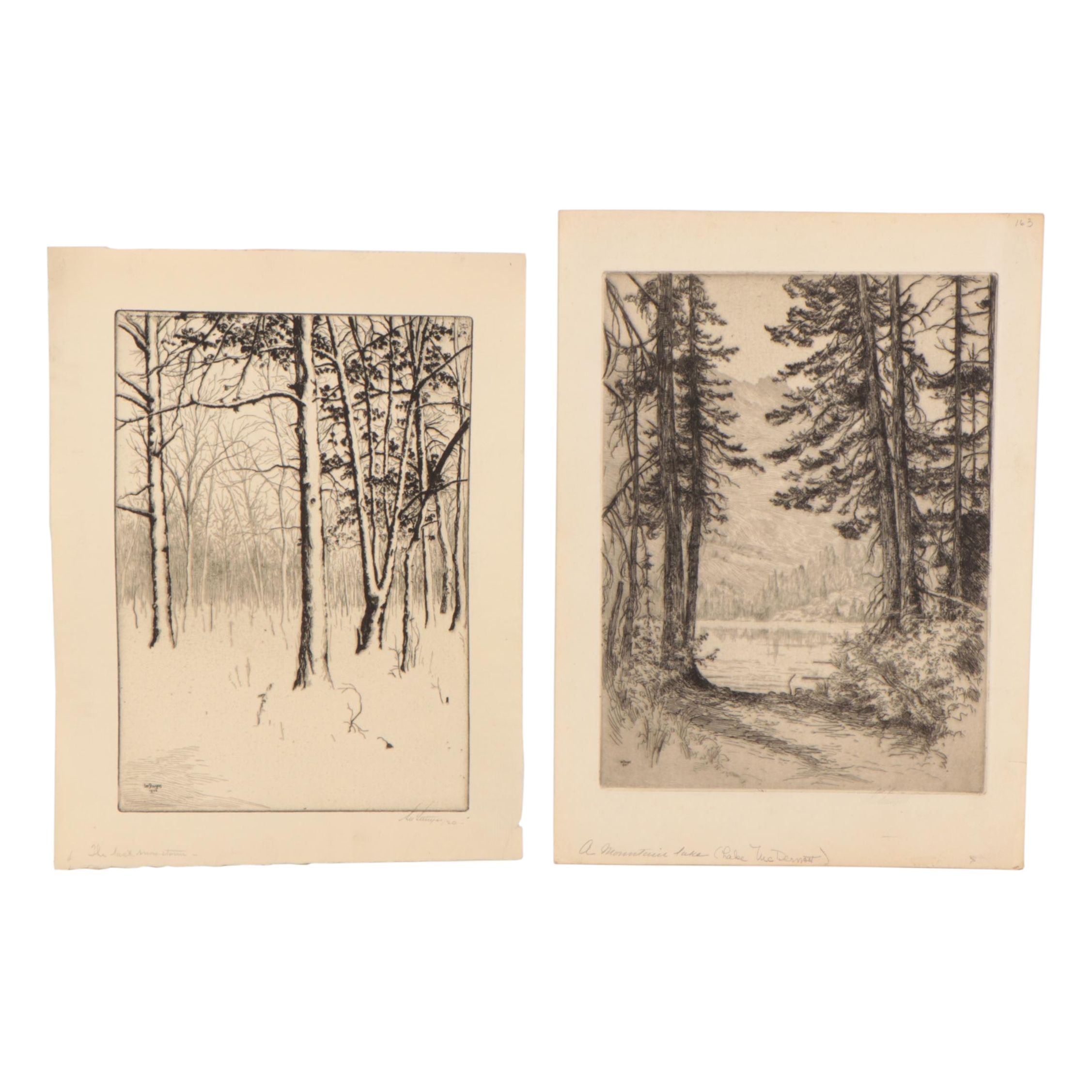 Lee Sturges Landscape Etchings, Early 20th Century