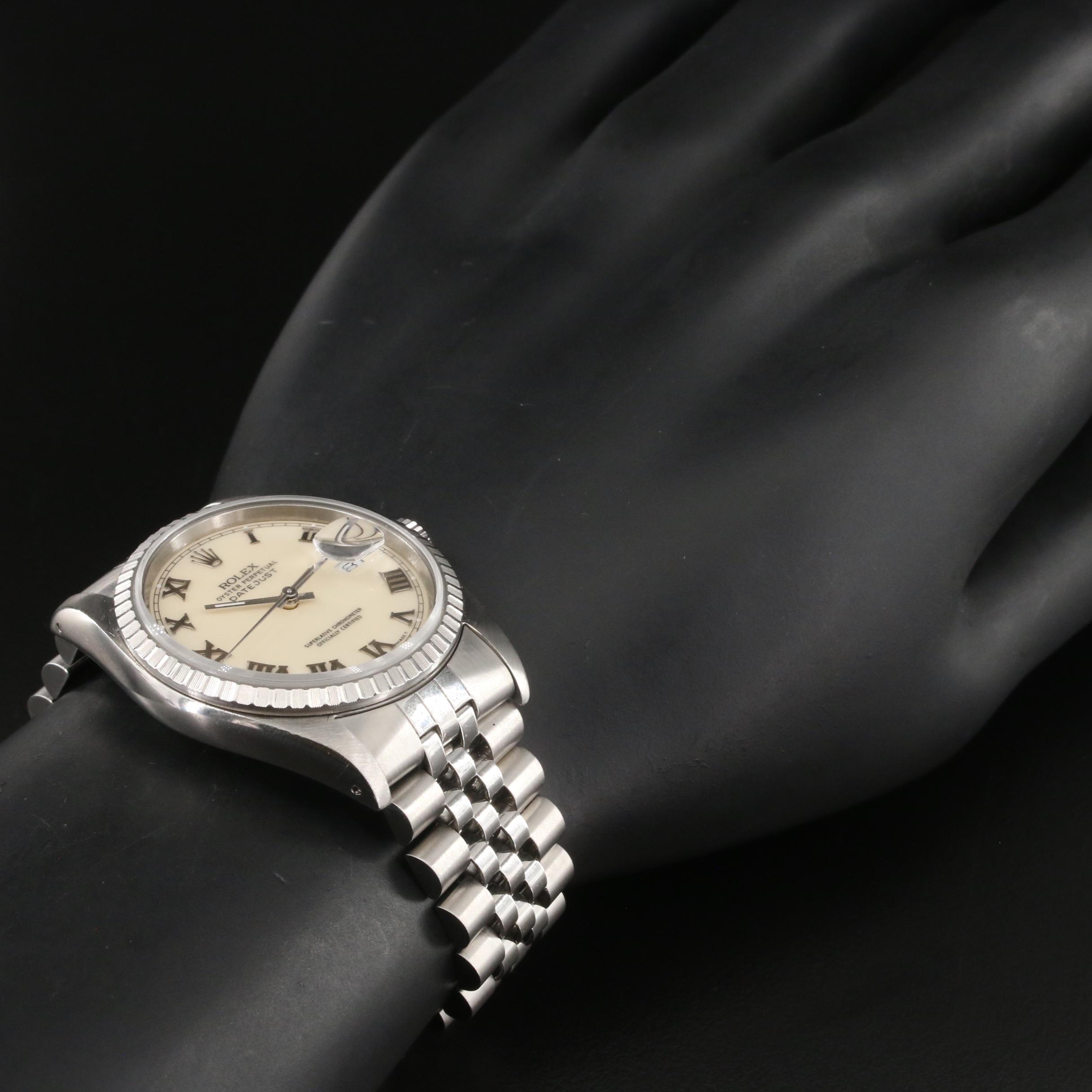 1989 Rolex Oyster Perpetual Datejust Watch with Ivory Roman Dial