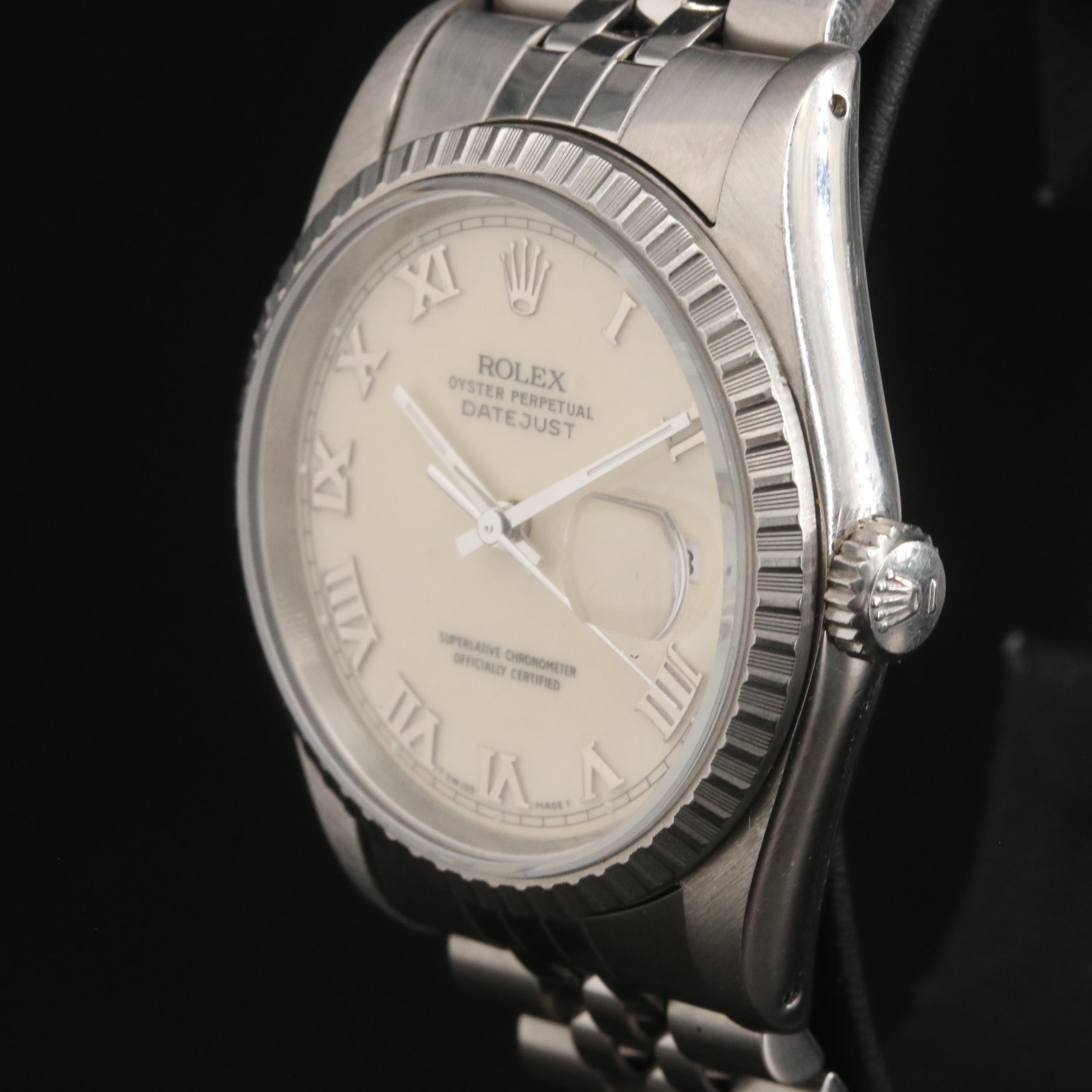1989 Rolex Oyster Perpetual Datejust Watch with Ivory Roman Dial
