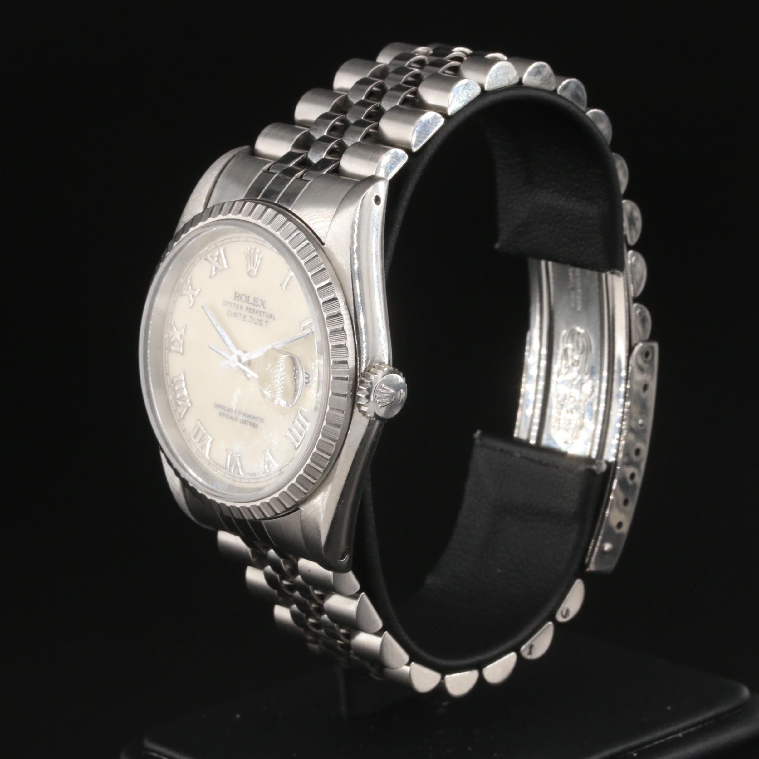 1989 Rolex Oyster Perpetual Datejust Watch with Ivory Roman Dial