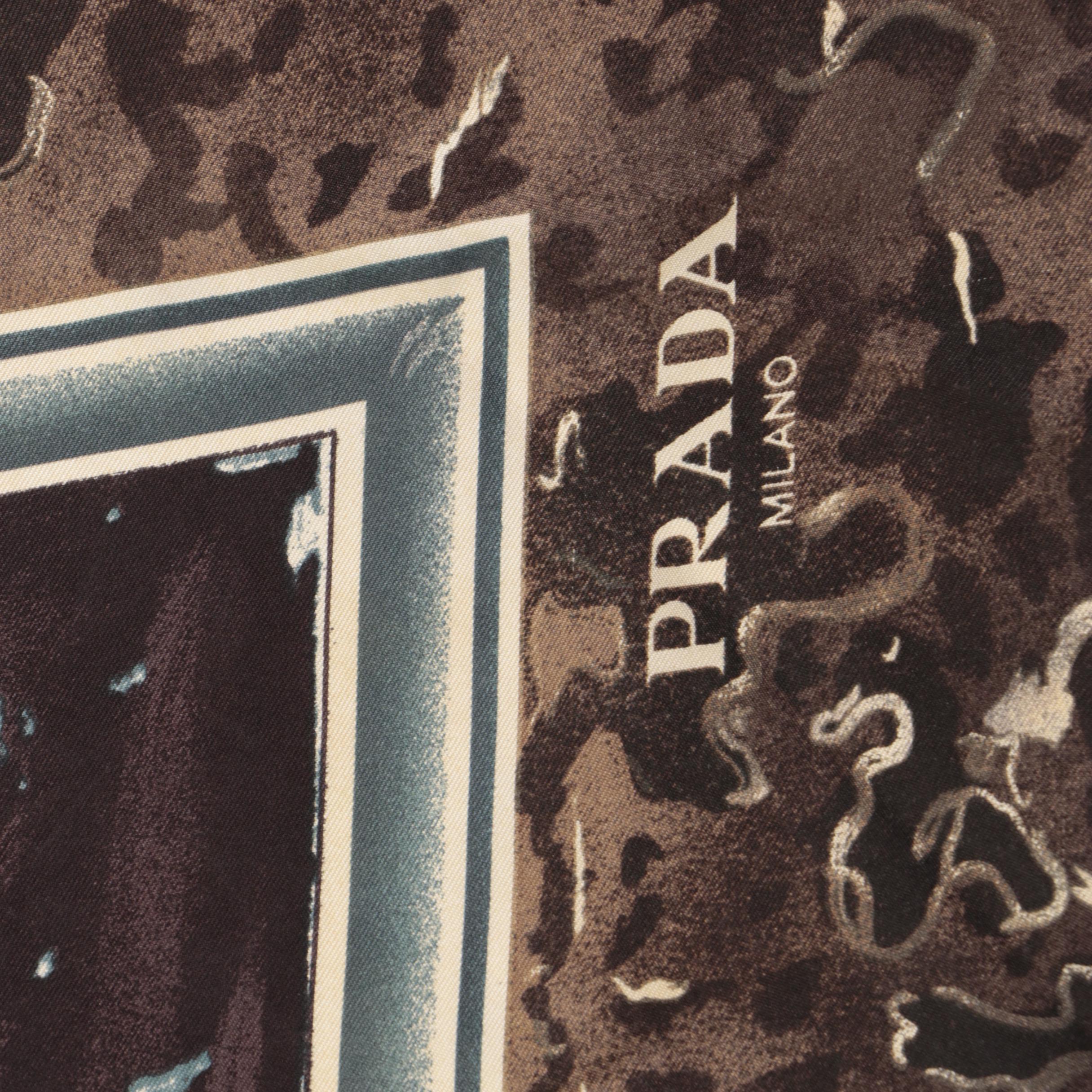 Prada Abstract Animal Print Silk Scarf