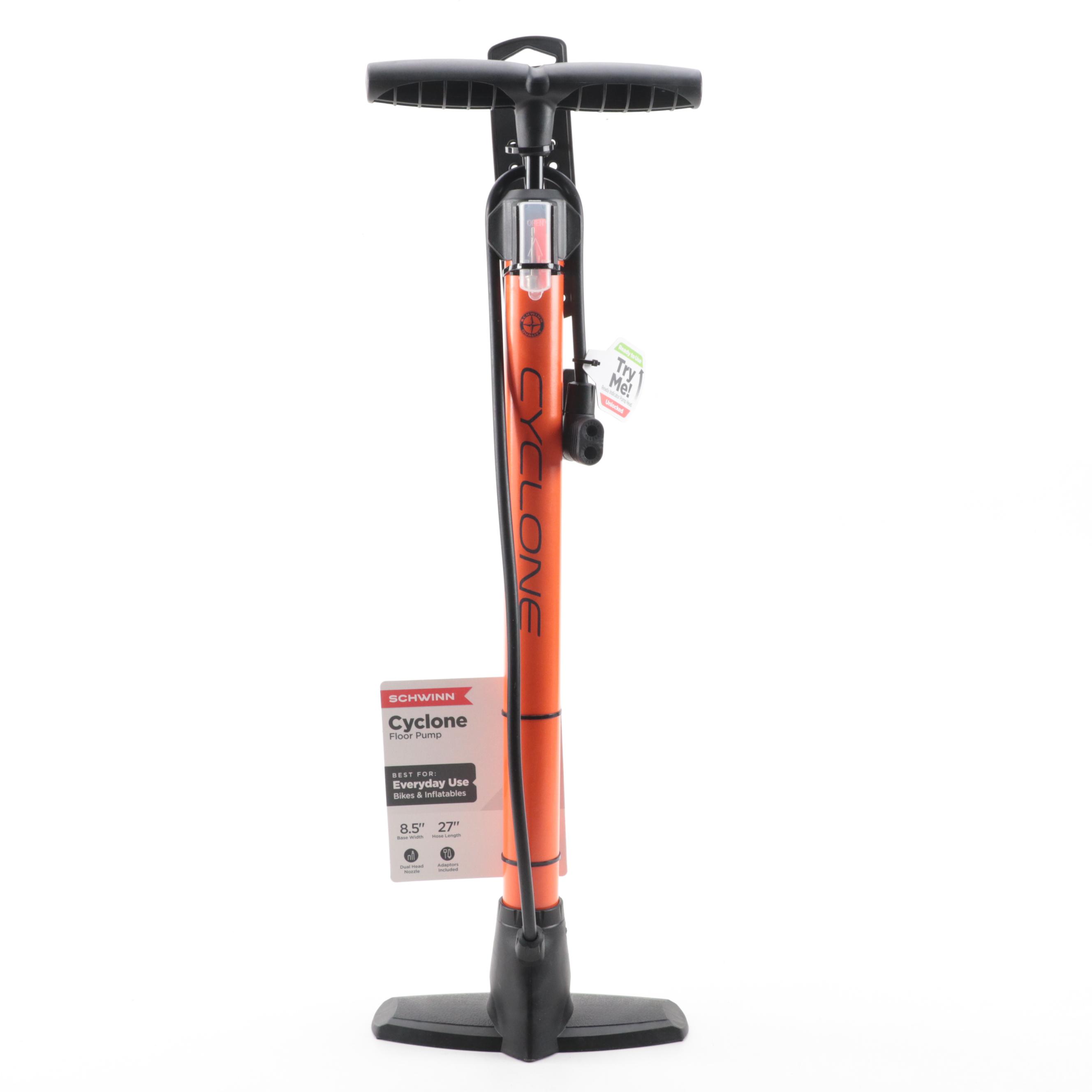 Schwinn Cyclone Tire Floor Pump with Dual Head Nozzle