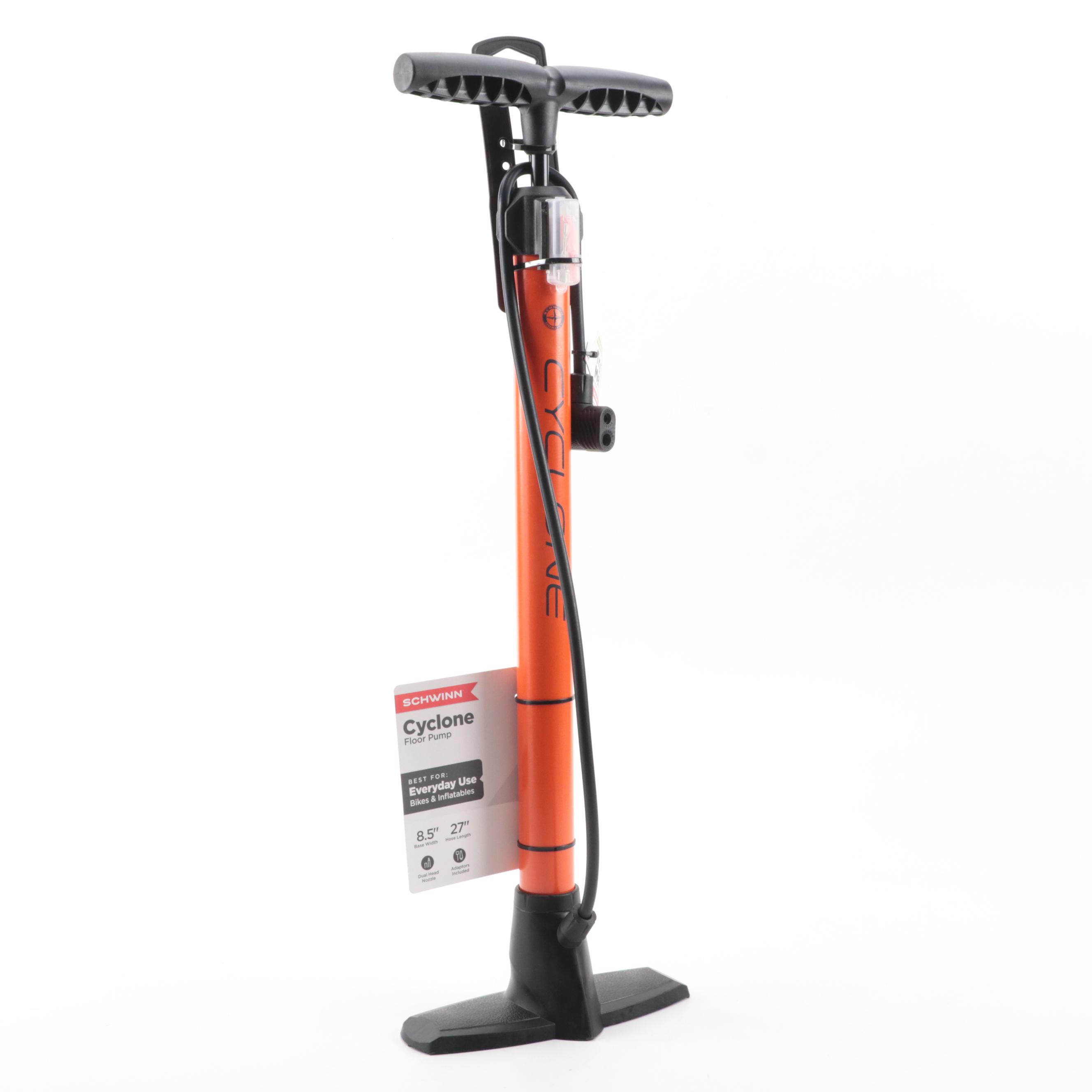 Schwinn Cyclone Tire Floor Pump with Dual Head Nozzle