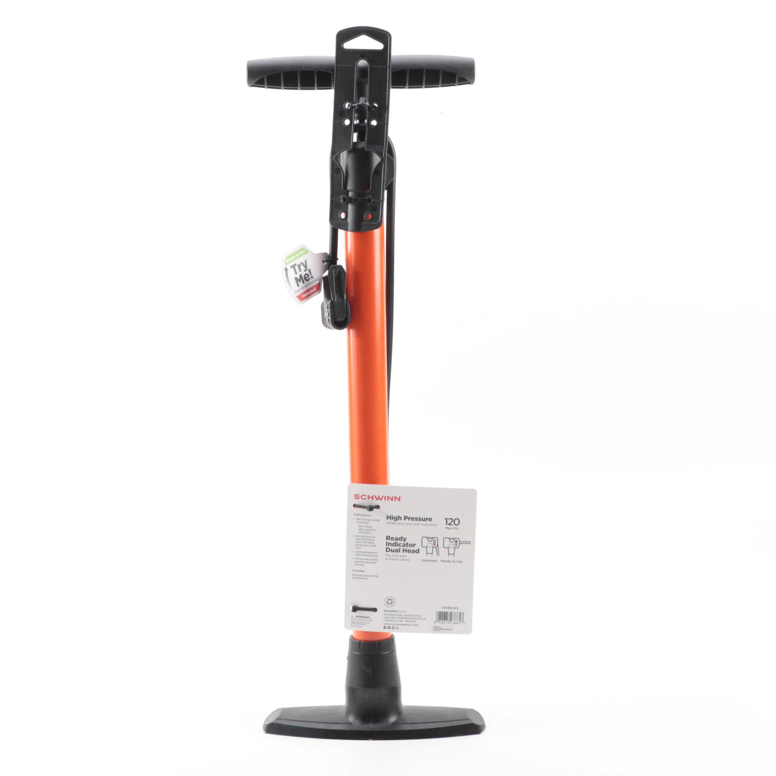 Schwinn Cyclone Tire Floor Pump with Dual Head Nozzle