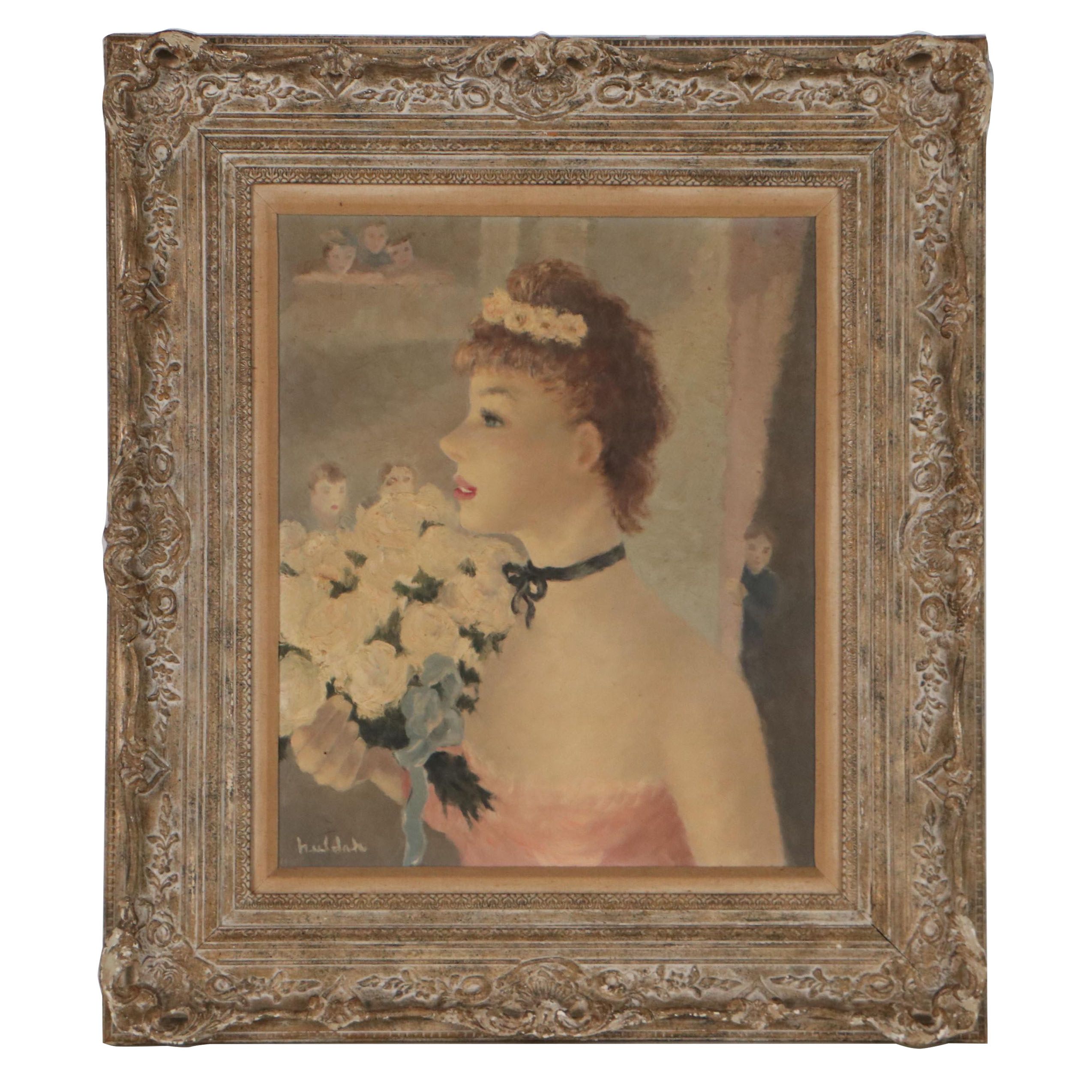 Huldah Cherry Jeffe Oil Painting of a Ballerina After Dietz Edzard