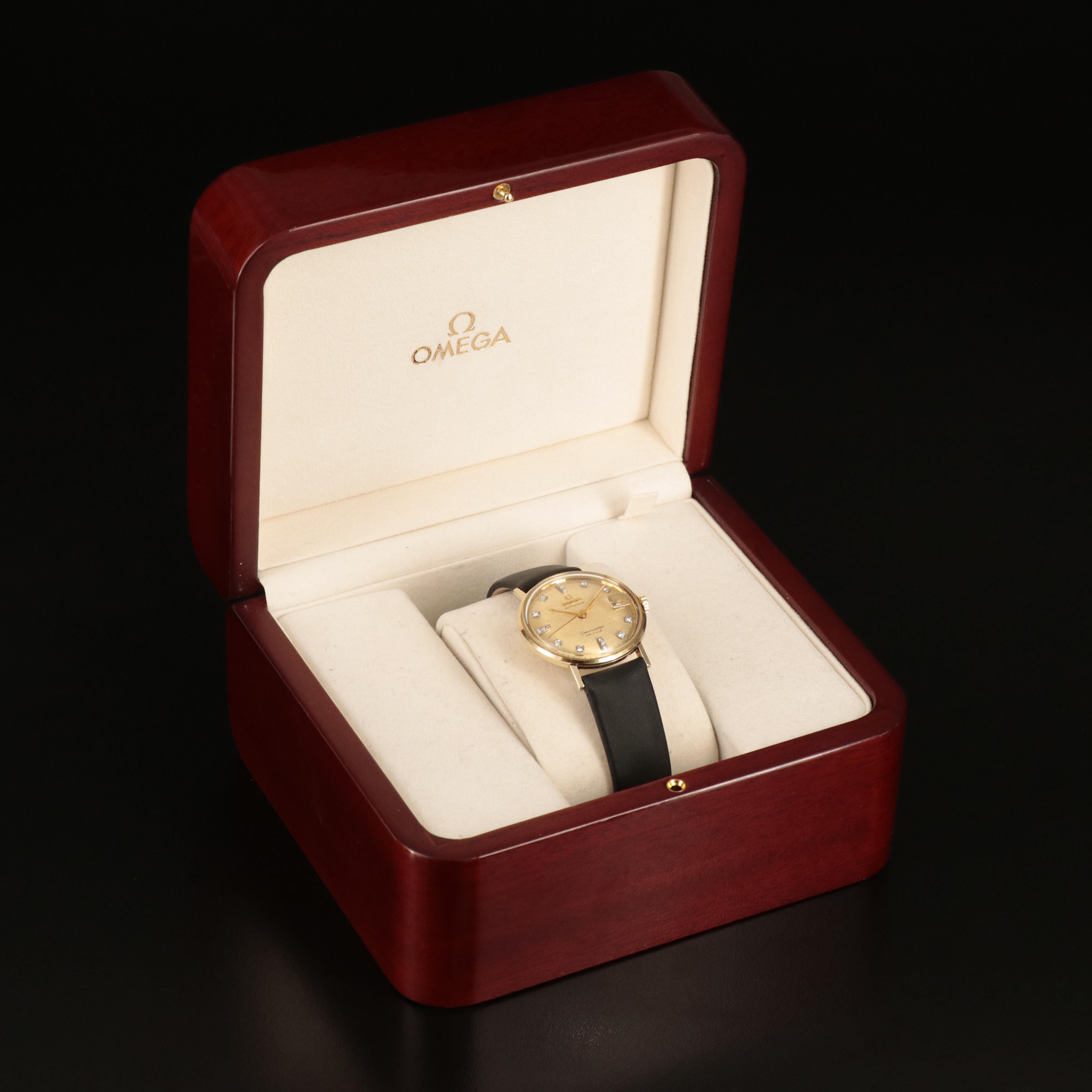 14K and Diamond Omega Seamaster Deville Automatic Watch