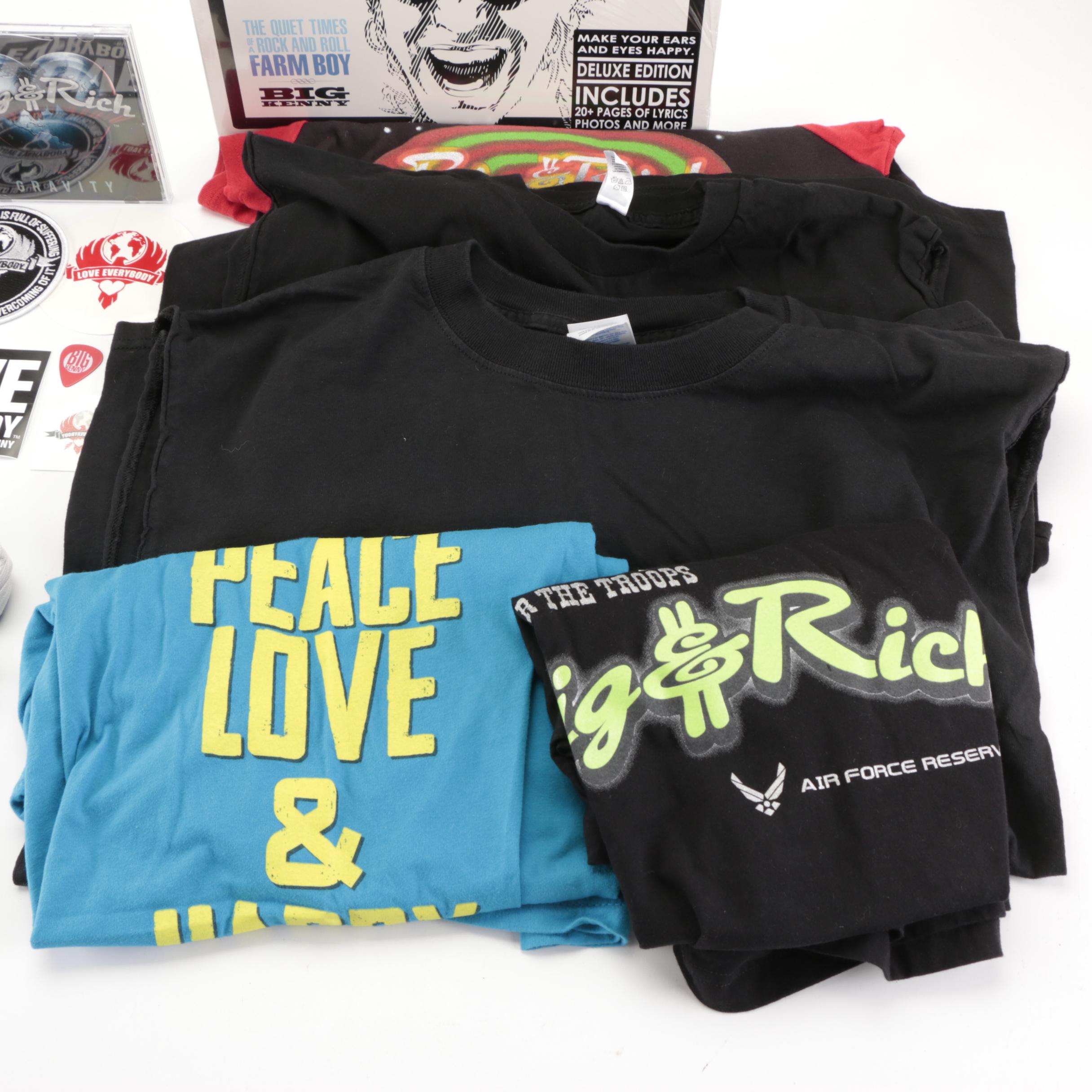 Big & Rich Tour Merchandise Including Signed Album, CD, Shirts, and More