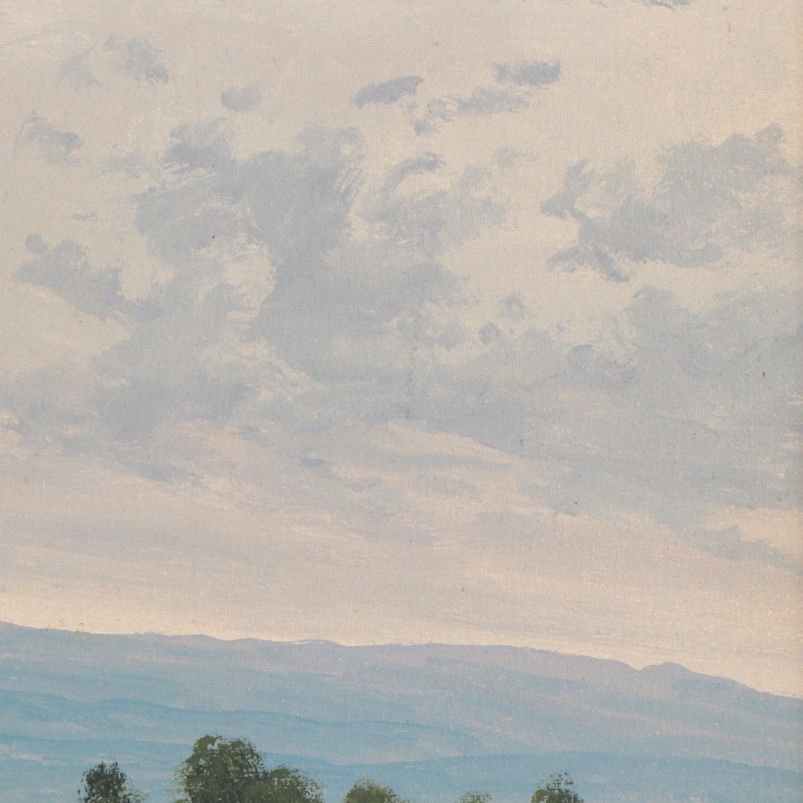 Miguel Ángel Oropeza Landscape Oil Painting of Distant Mountains